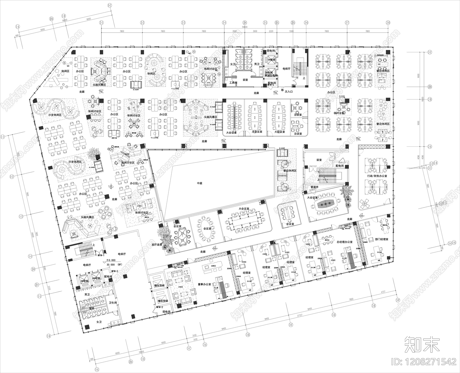 现代整体办公空间CAD图纸精品下载_知末网