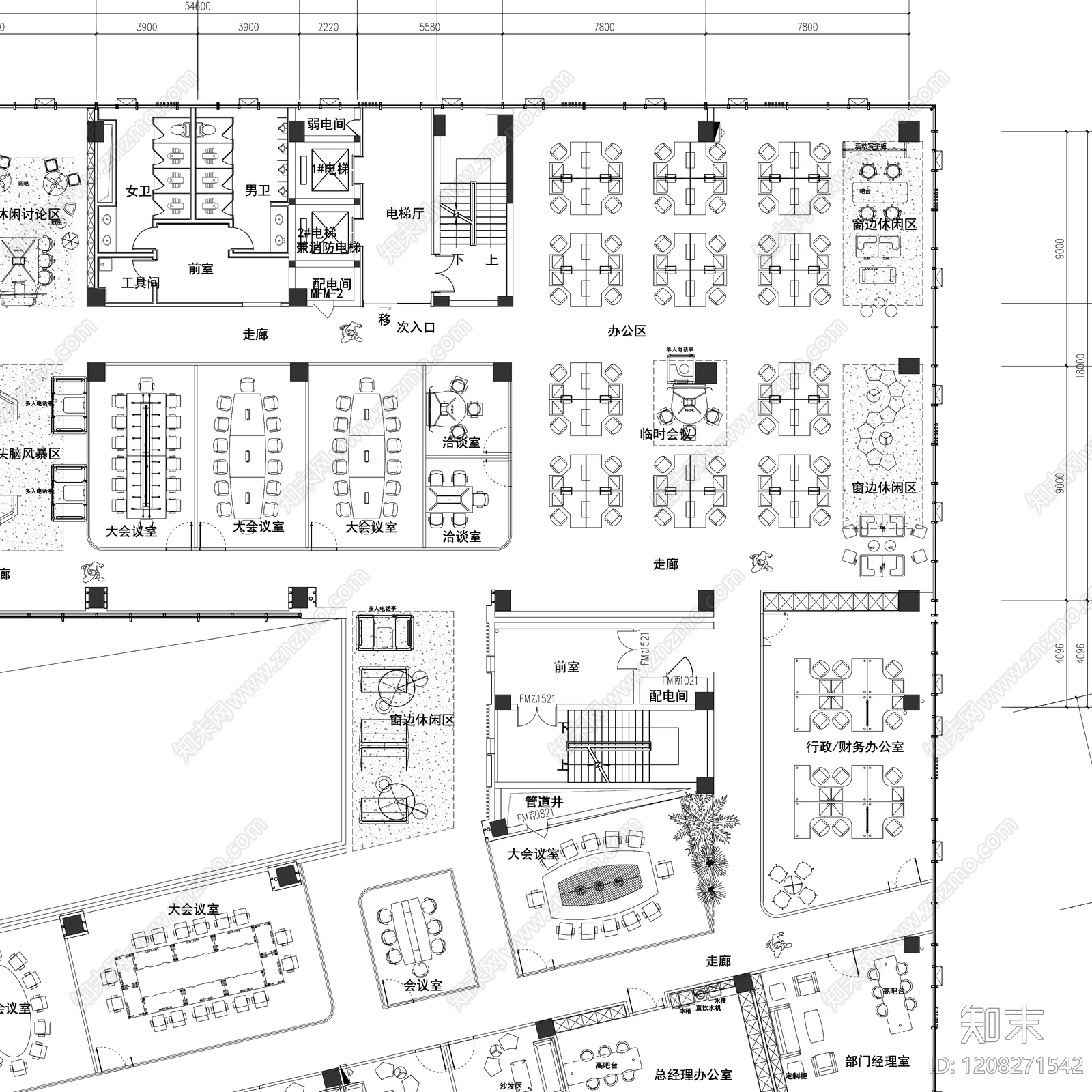 现代整体办公空间cad施工图下载【ID:1208271542】