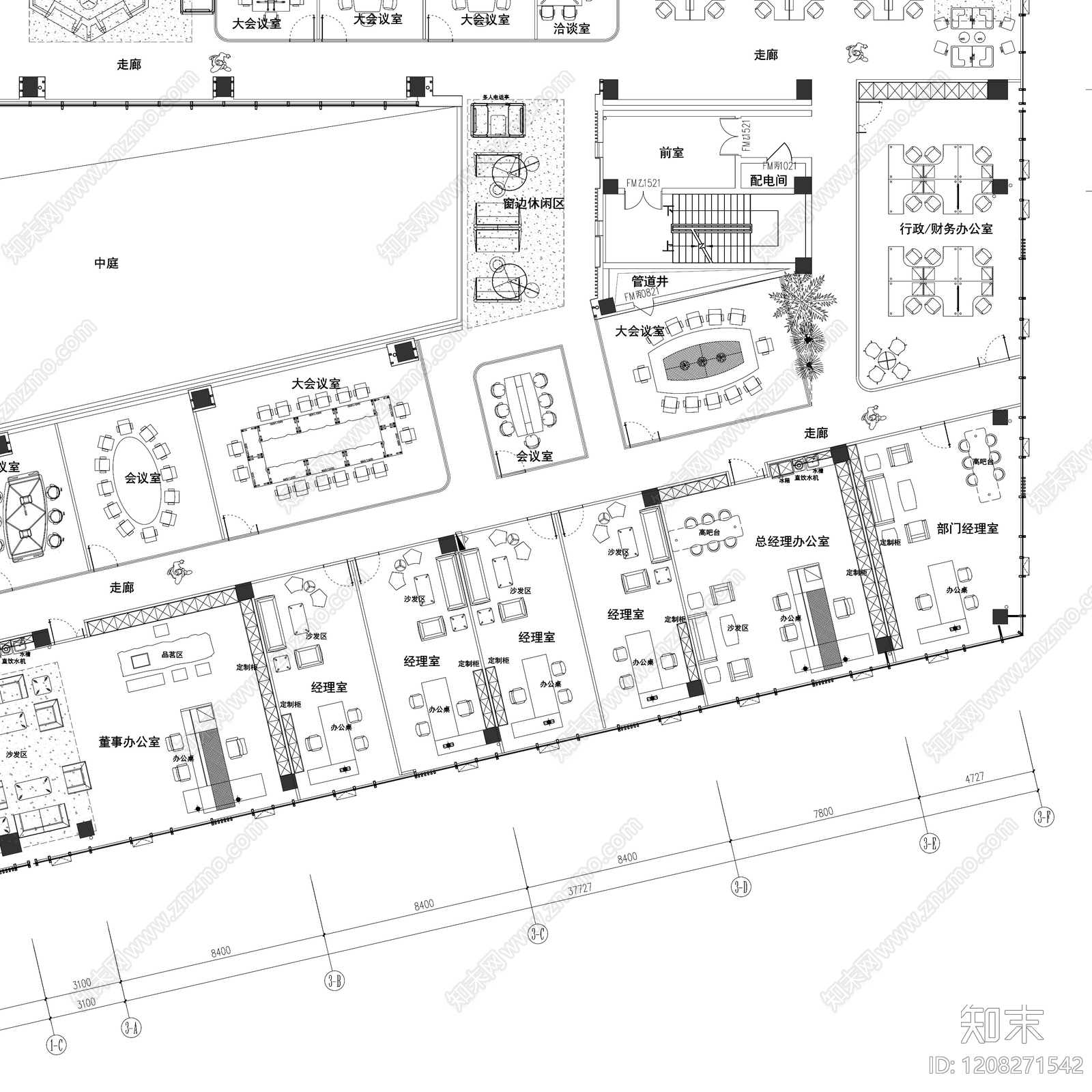 现代整体办公空间cad施工图下载【ID:1208271542】