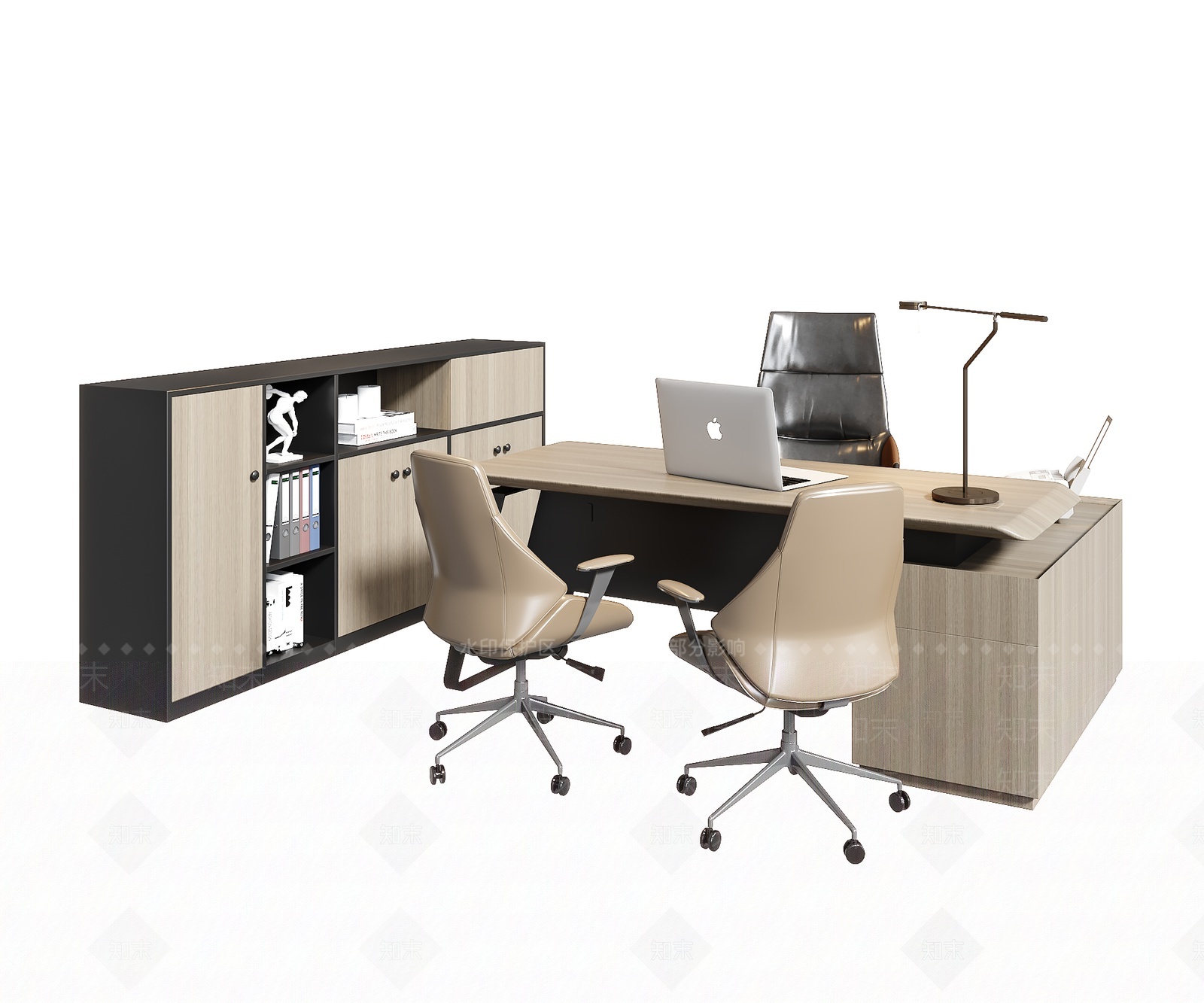 现代办公桌椅组合3D模型下载【ID:1208271960】