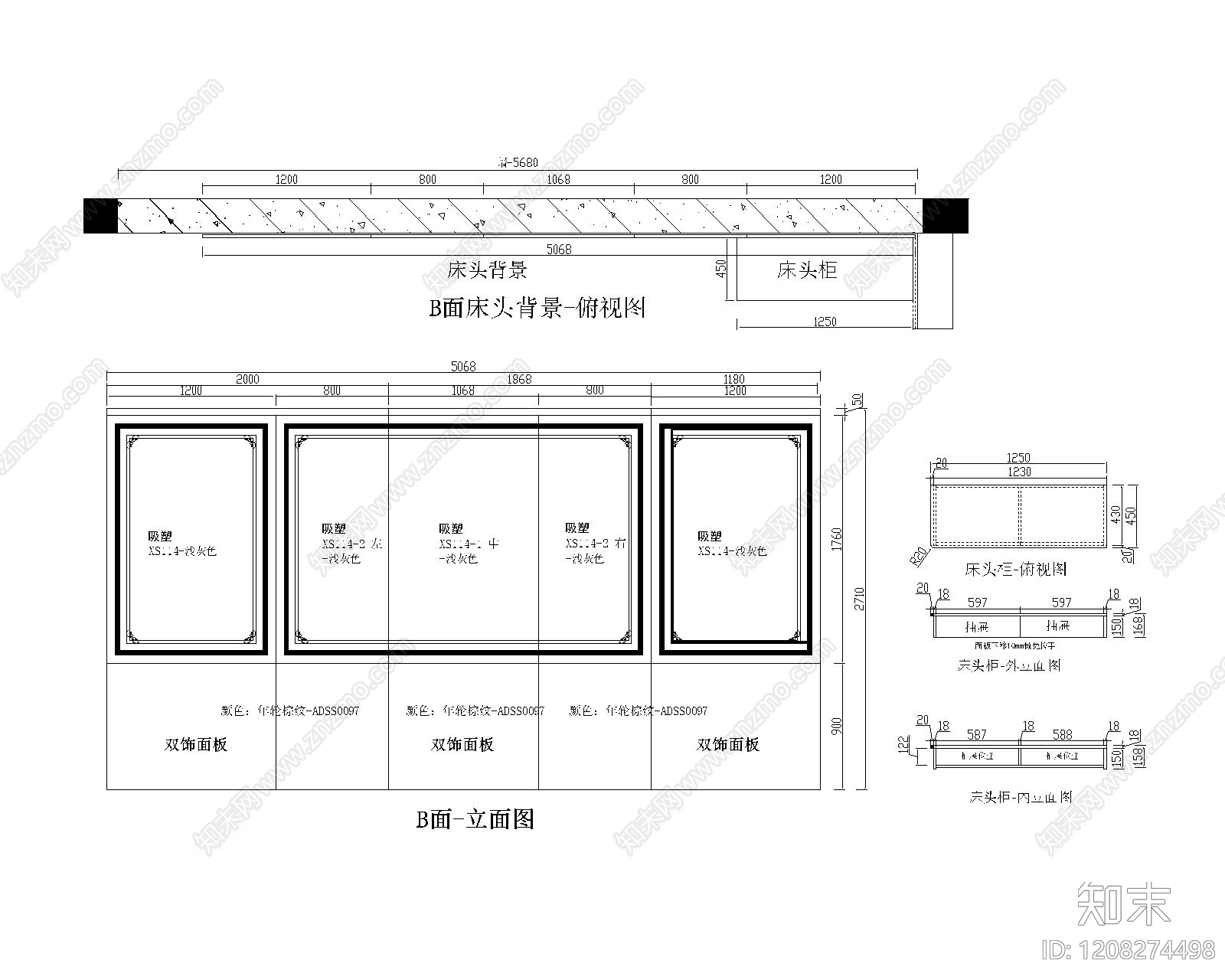 法式卧室cad施工图下载【ID:1208274498】