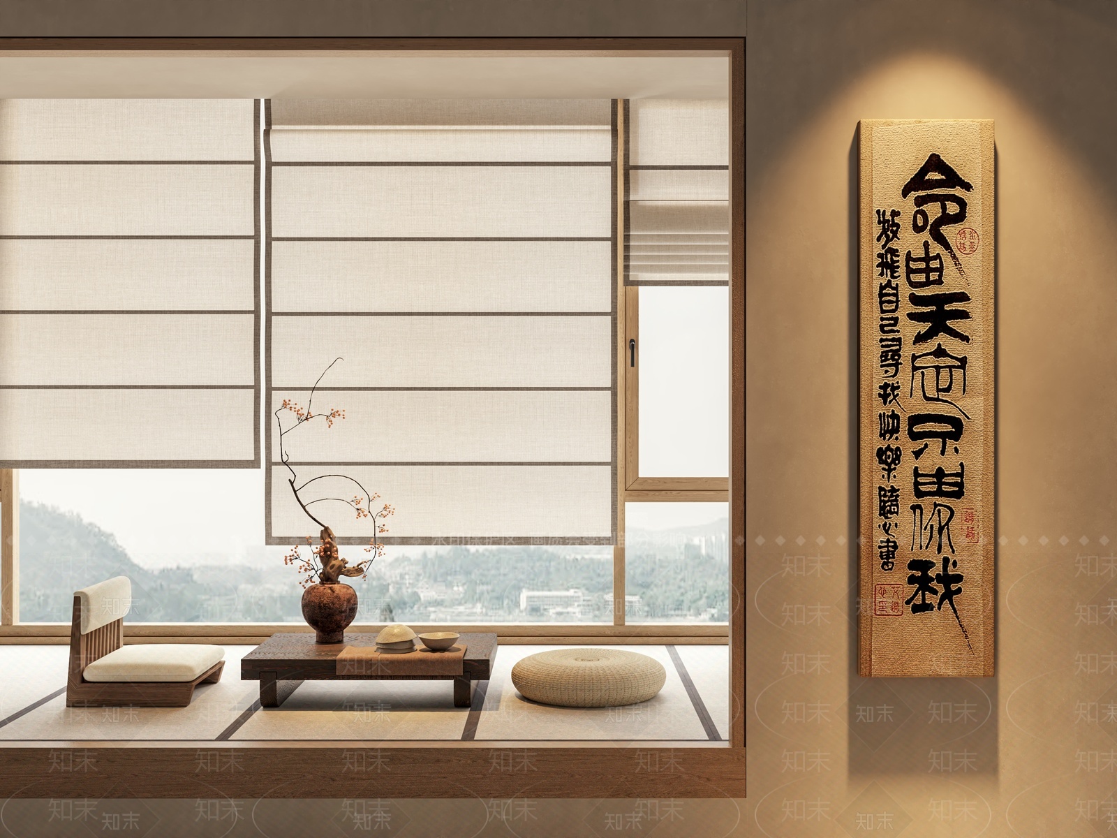 日式窗帘3D模型下载【ID:1208275276】