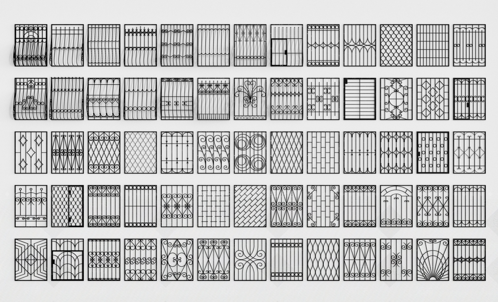 简欧铁艺栏杆组合3D模型下载【ID:1208275345】