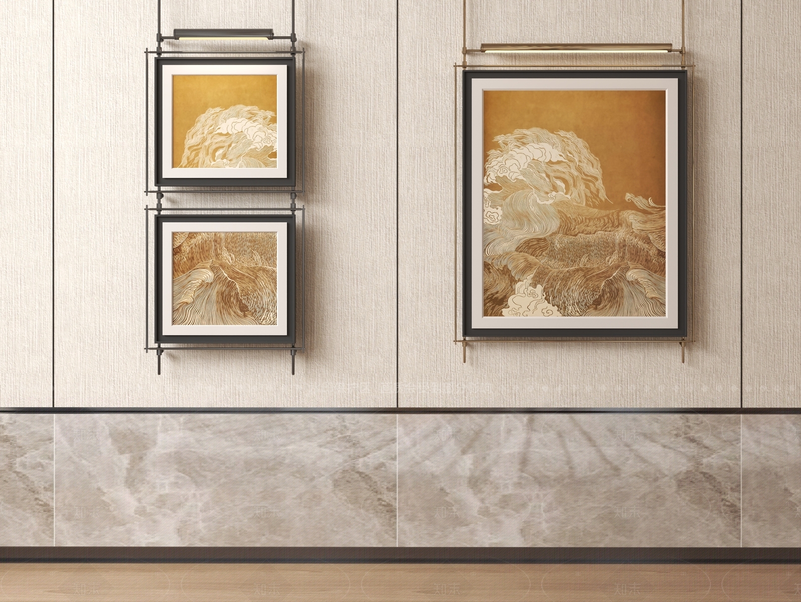 中式中古挂画3D模型下载【ID:1208275481】