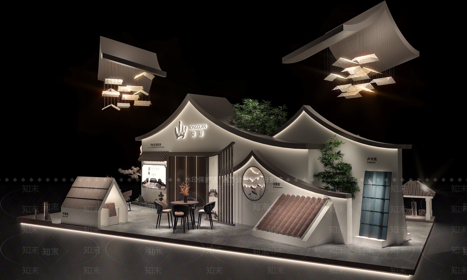 新中式瓦片展厅3D模型下载【ID:1208275919】