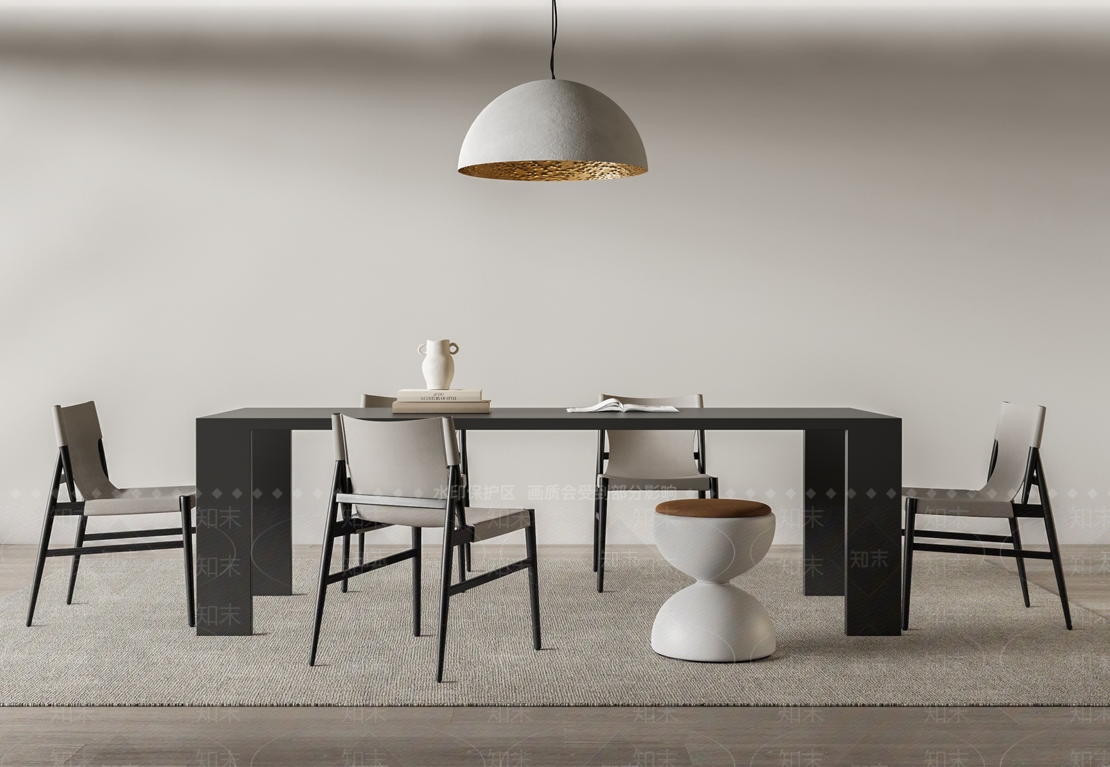 PorroVoyage现代餐桌椅组合3D模型下载【ID:1208277399】