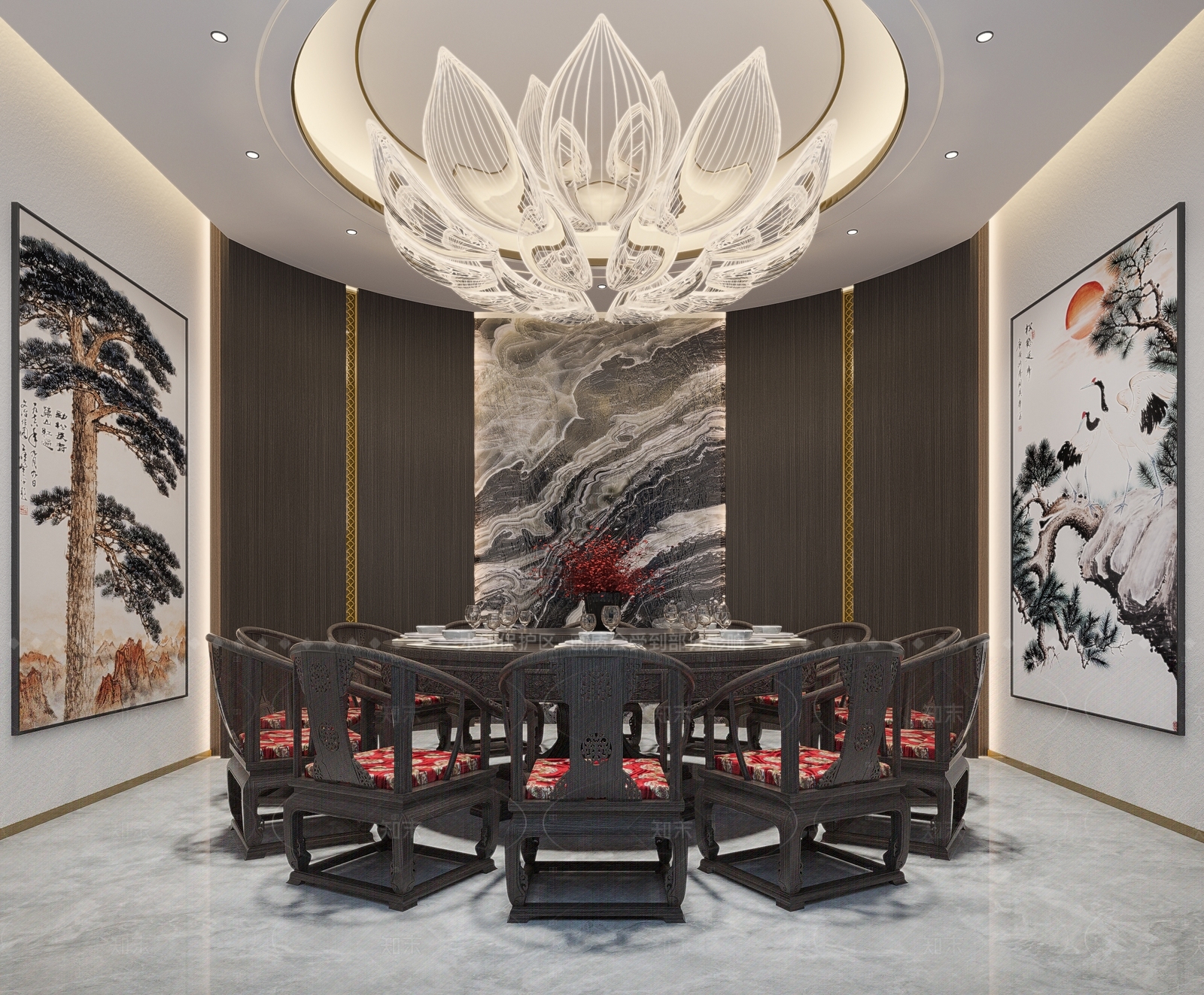 新中式中餐厅3D模型下载【ID:1208277897】