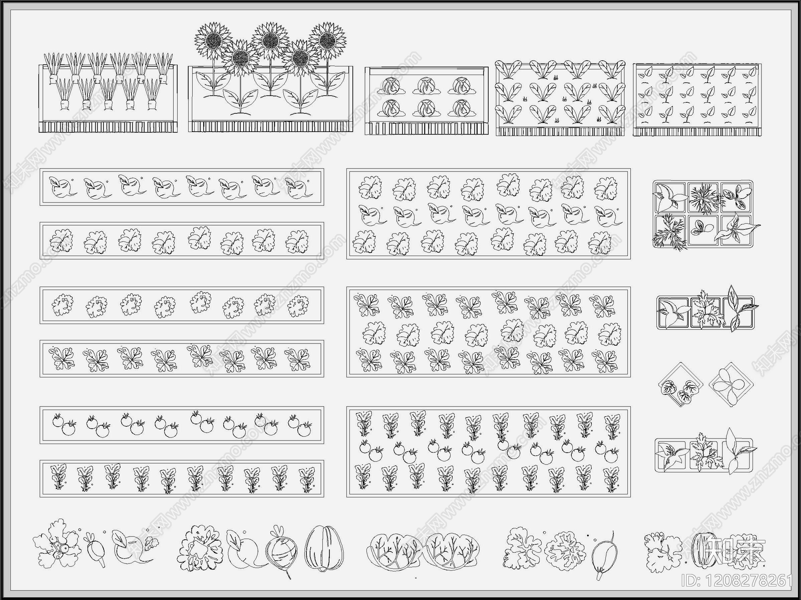 现代新中式菜园图库施工图下载【ID:1208278261】