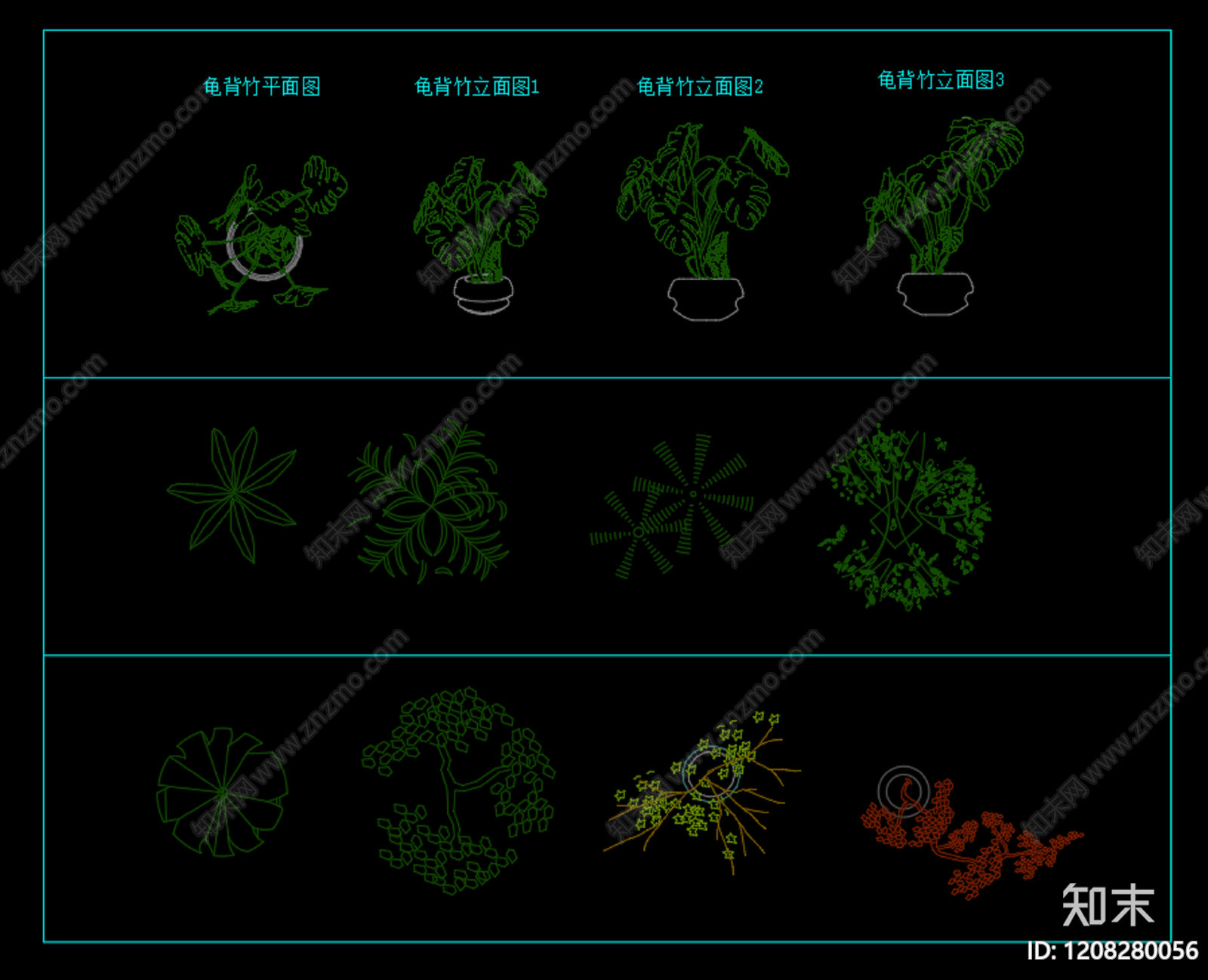 现代综合植物图库cad施工图下载【ID:1208280056】