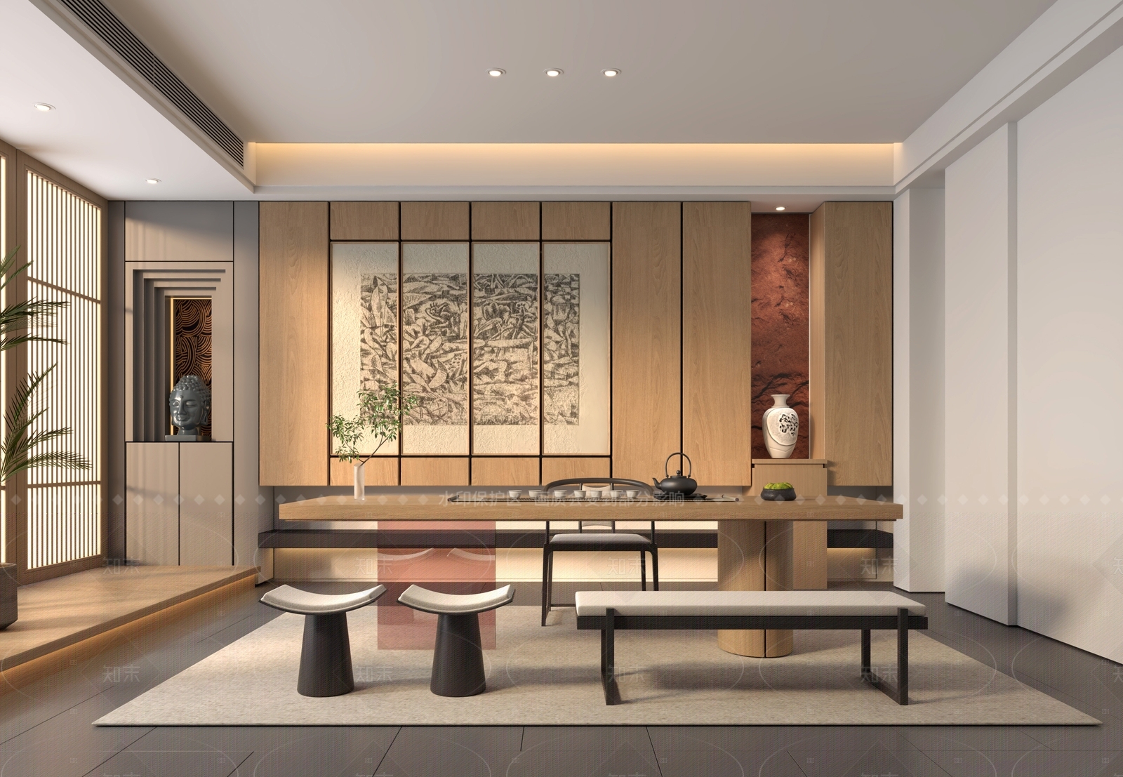 中式茶室SU模型下载【ID:1208280522】