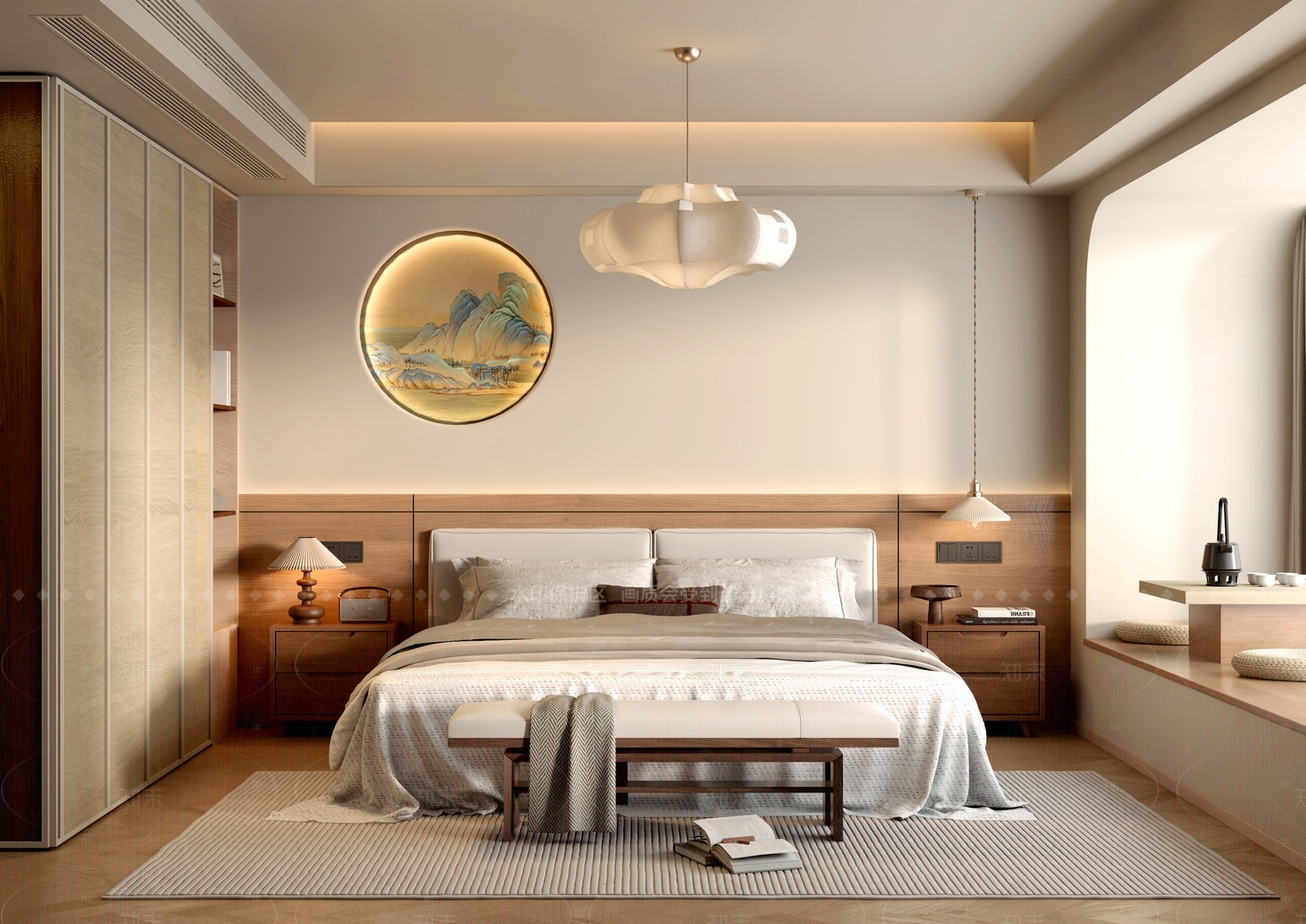 新中式家居卧室SU模型下载【ID:1208280784】