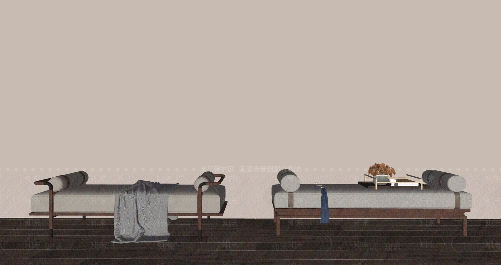 新中式床尾凳组合SU模型下载【ID:1208281187】