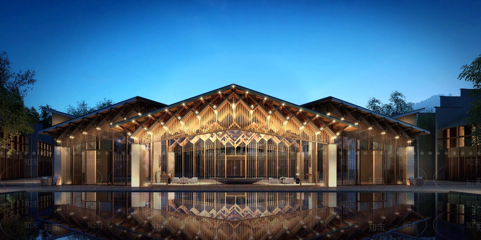 中式酒店民宿SU模型下载【ID:1208282791】