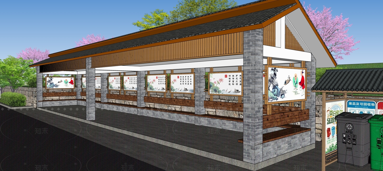 新中式其他公共建筑SU模型下载【ID:1208283683】