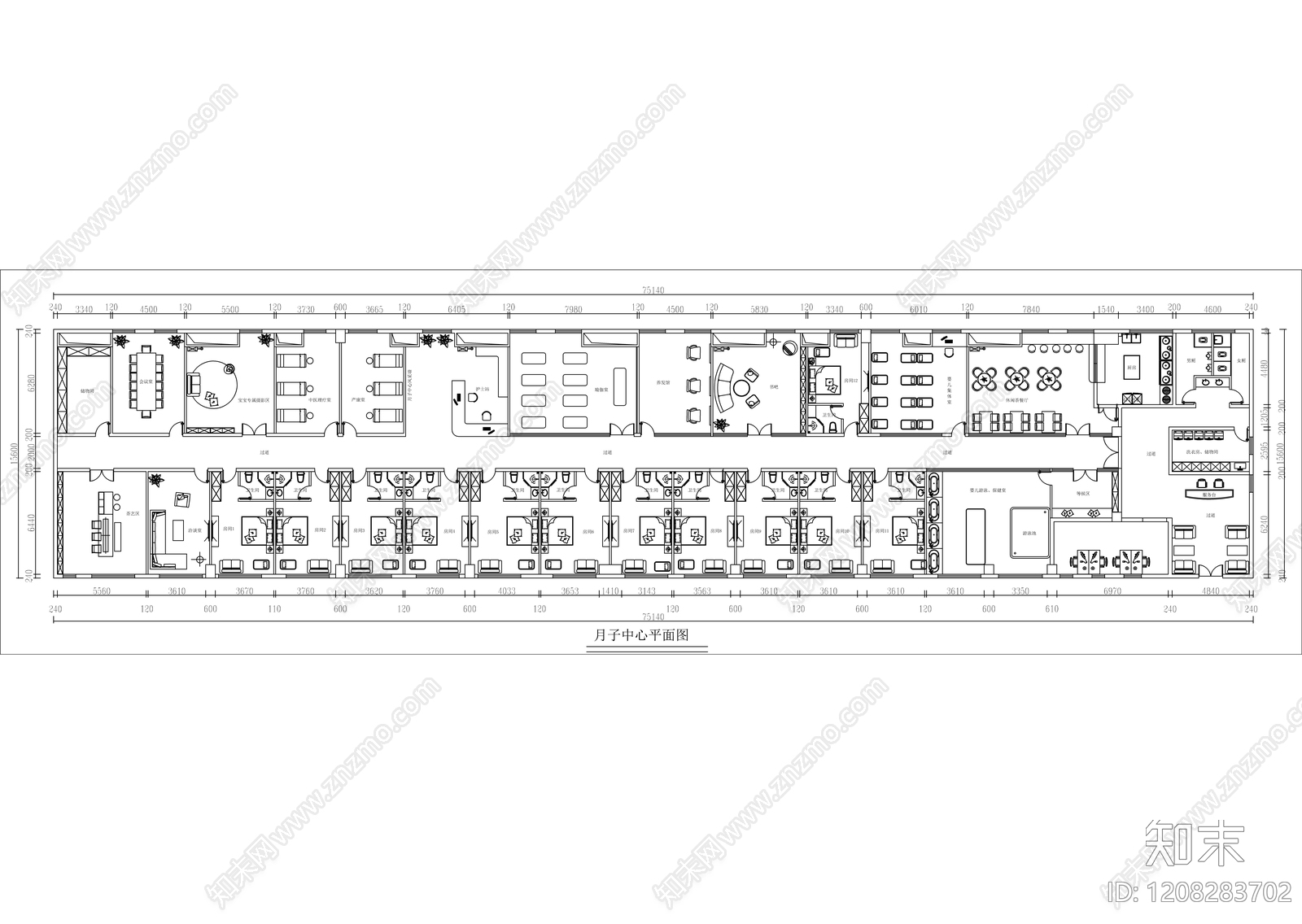 奶油月子中心施工图下载【ID:1208283702】