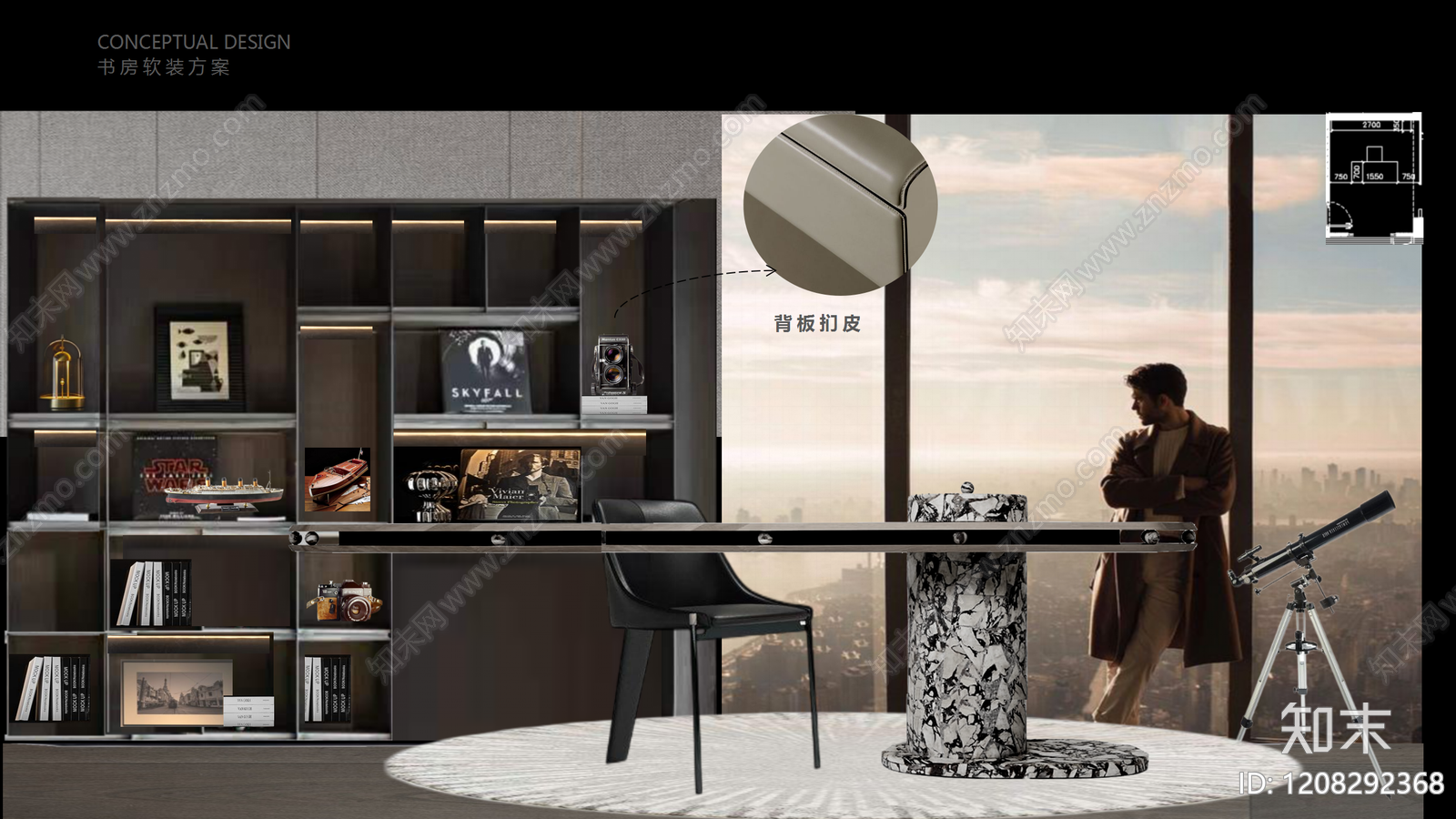 现代轻奢平层住宅软装下载【ID:1208292368】