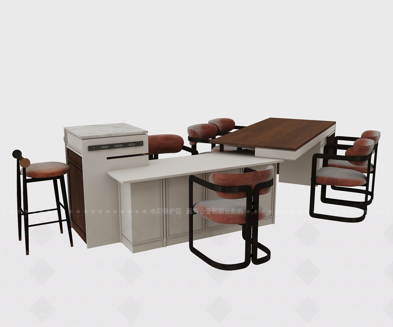 现代餐桌3D模型下载【ID:1208297980】