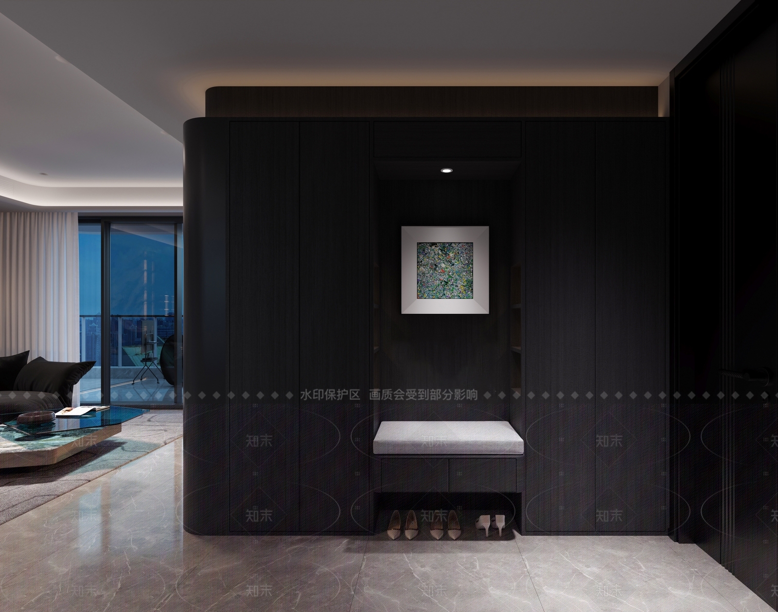 现代轻奢鞋柜3D模型下载【ID:1208300144】