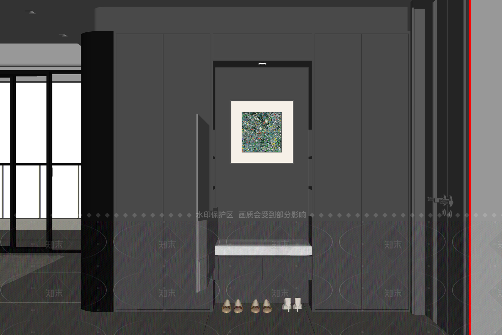 现代轻奢鞋柜SU模型下载【ID:1208300220】