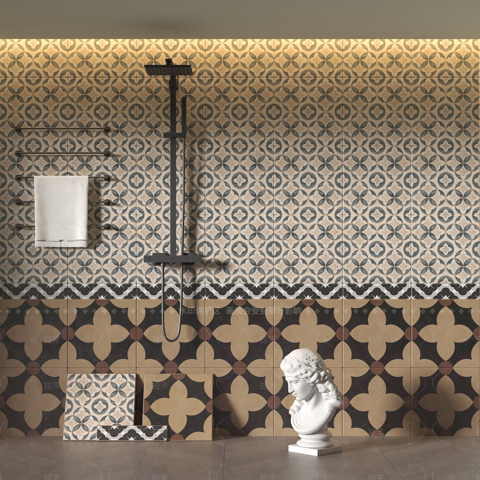 法式瓷砖展厅3D模型下载【ID:1208304049】