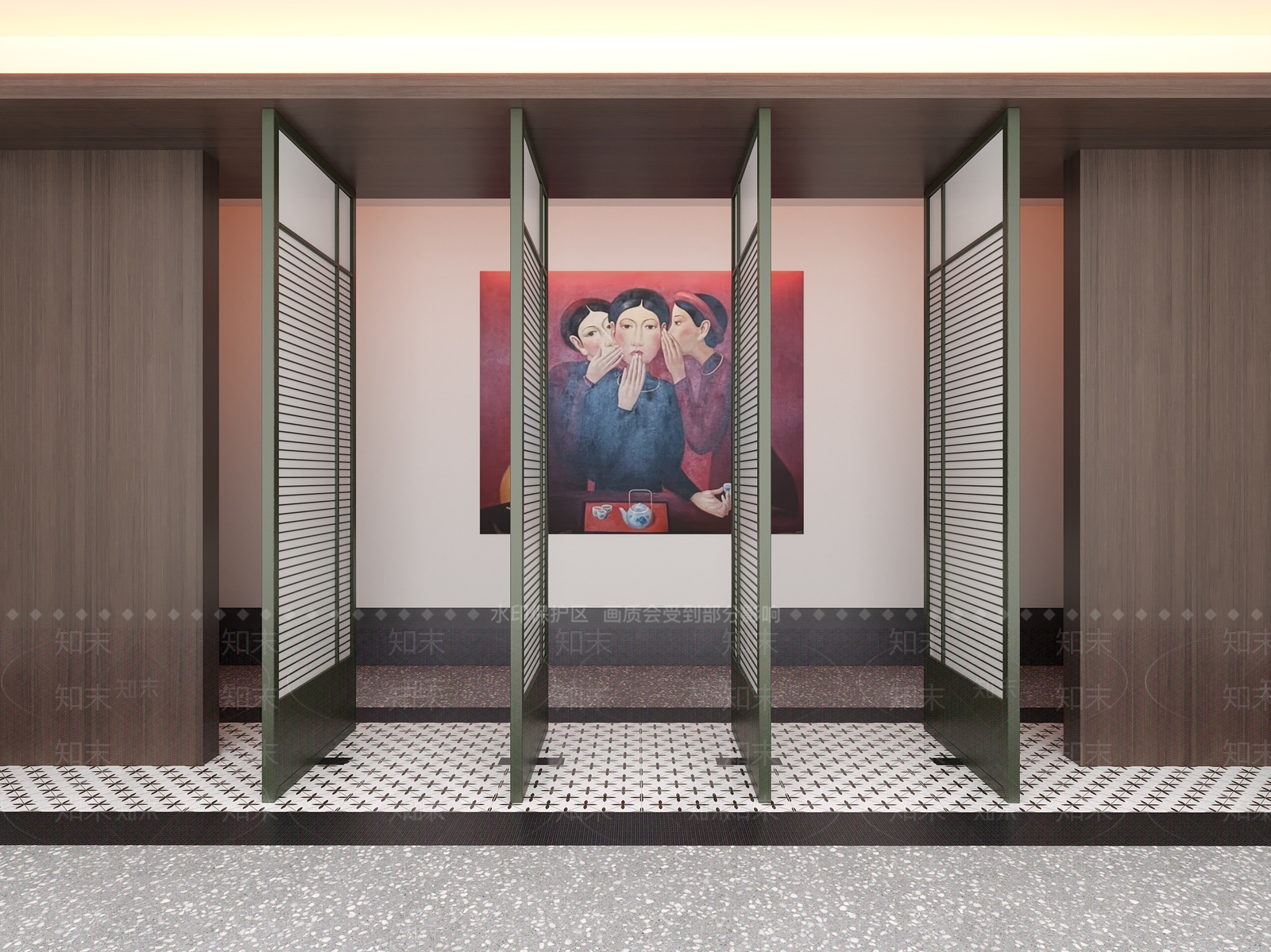 复古现代折叠门3D模型下载【ID:1208305174】