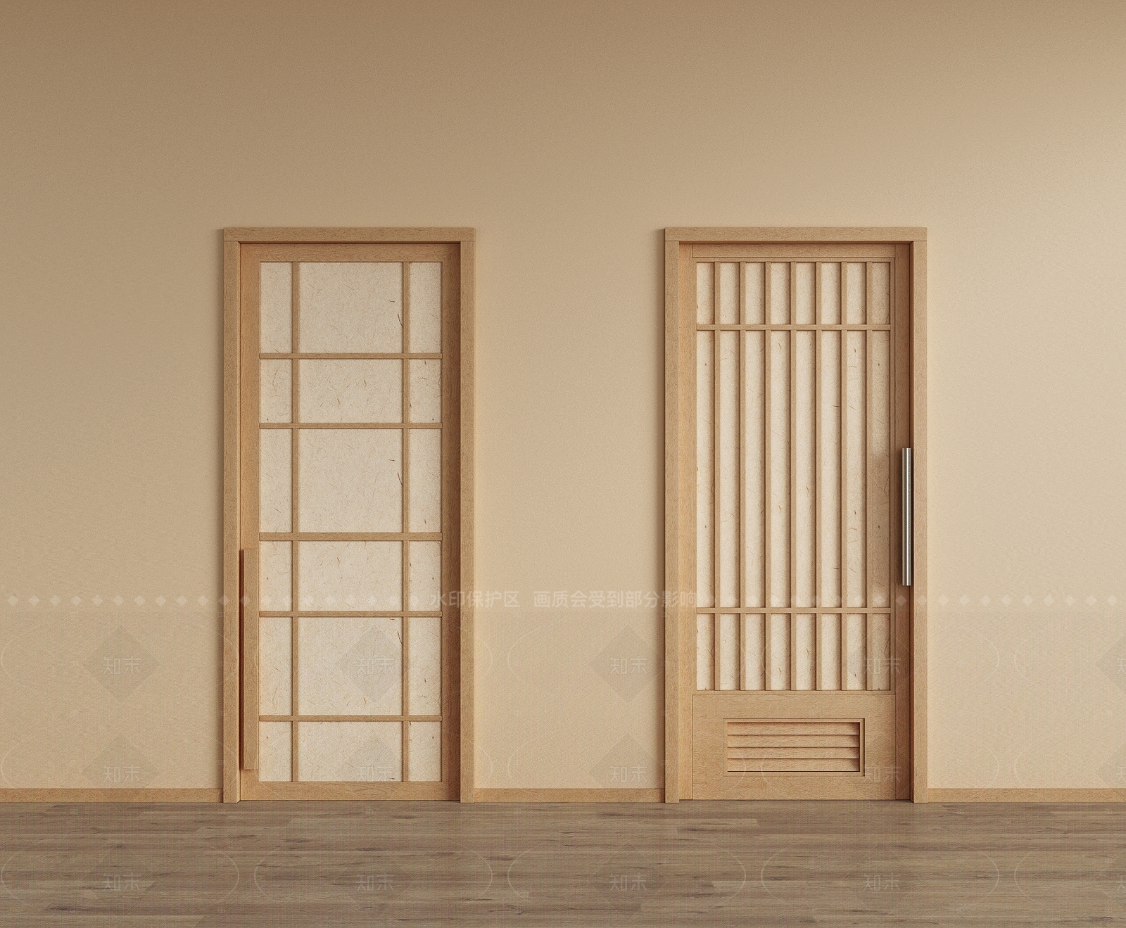 新中式日式单开门3D模型下载【ID:1208305367】