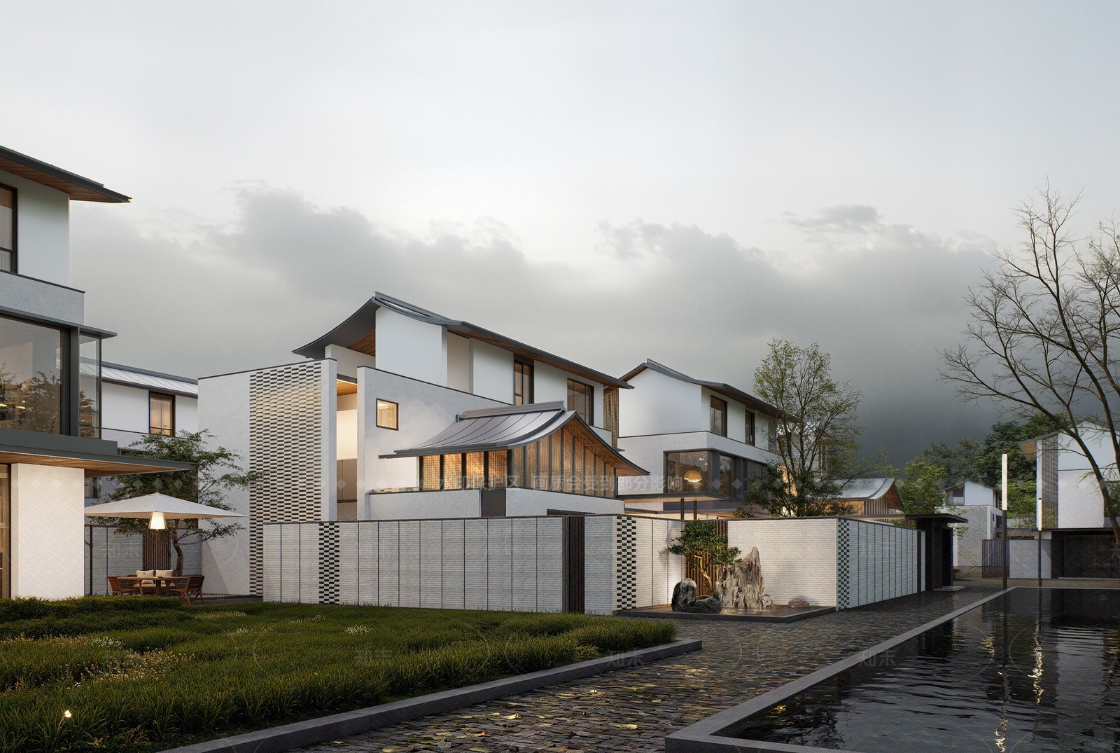 现代新中式别墅SU模型下载【ID:1208305548】