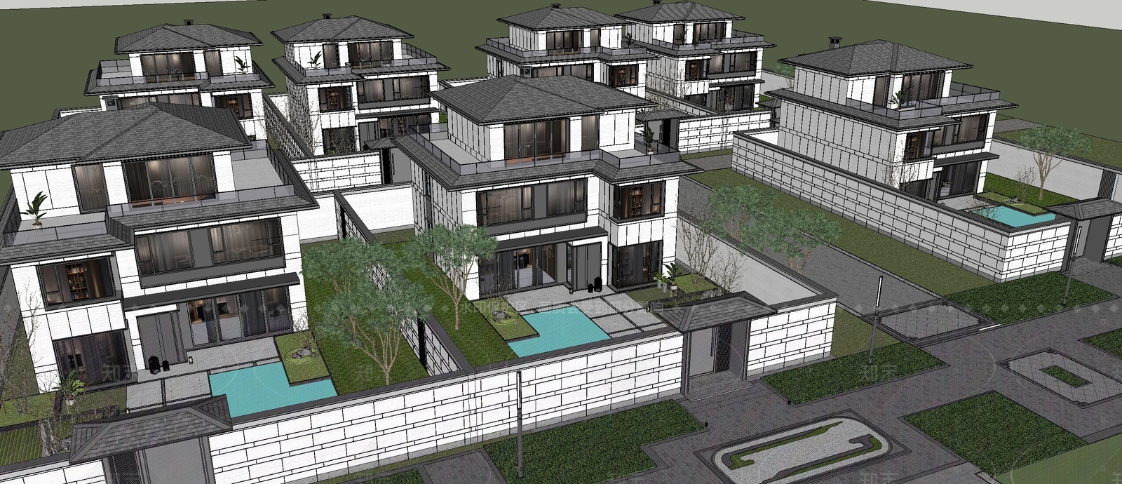 现代简约乡村民房SU模型下载【ID:1208305697】