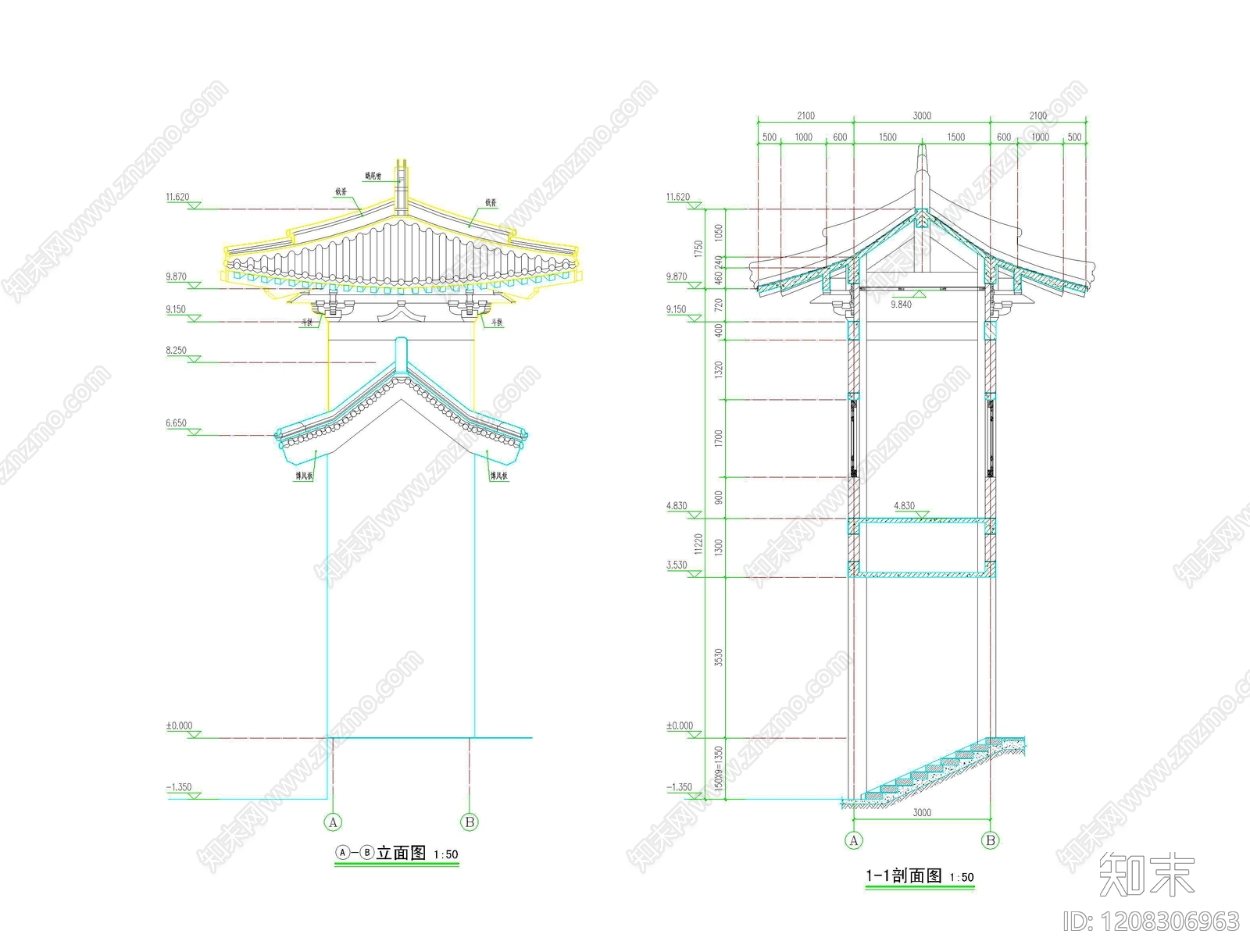 其他古建筑cad施工图下载【ID:1208306963】