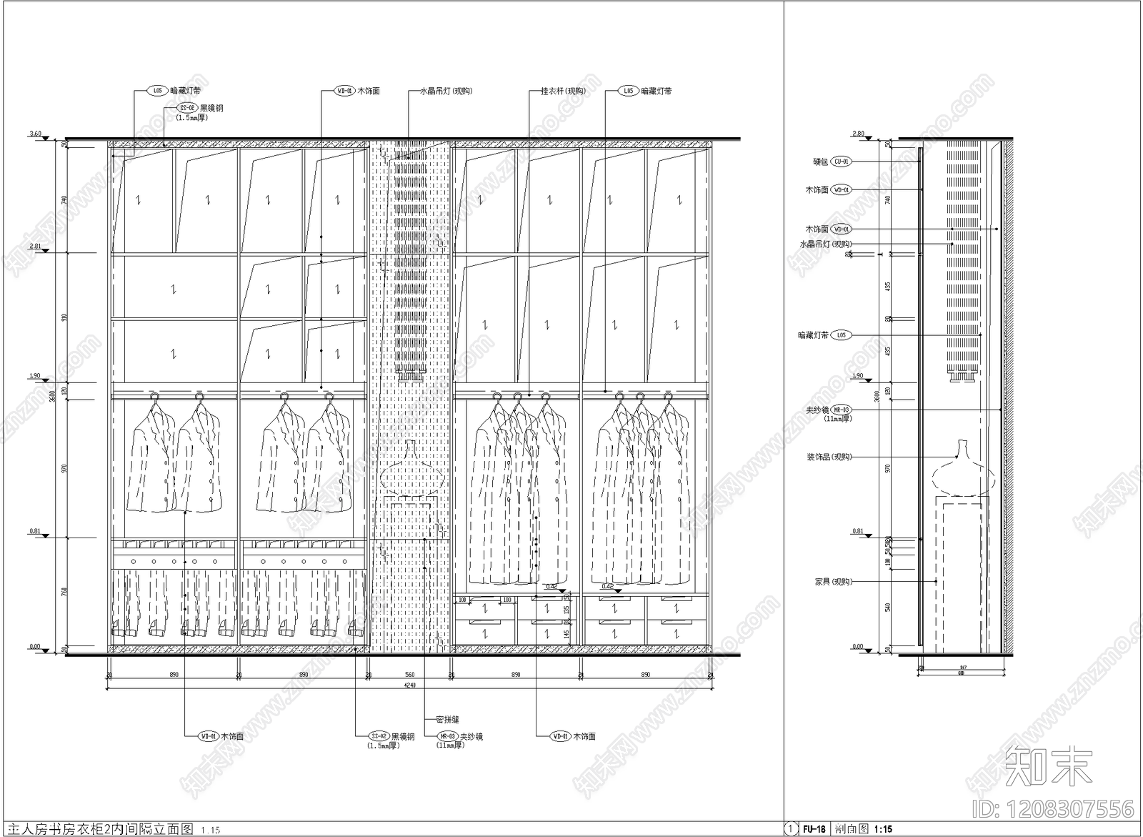 现代柜子施工图下载【ID:1208307556】
