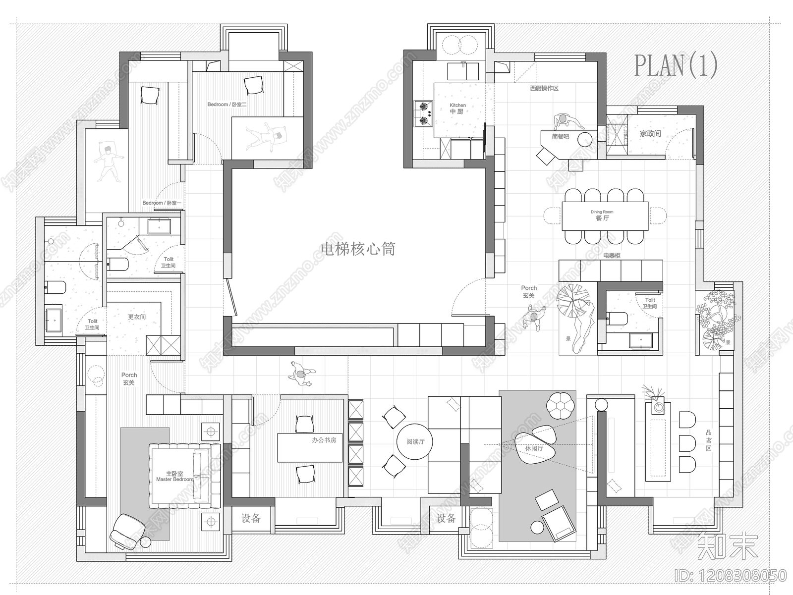 大平层施工图下载【ID:1208308050】