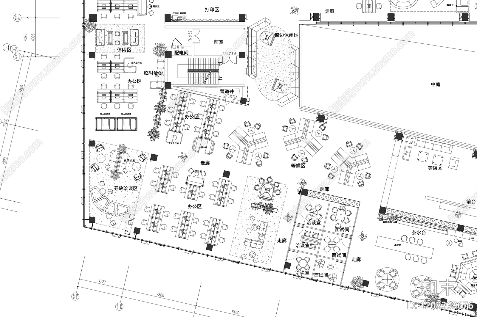 现代整体办公空间cad施工图下载【ID:1208309676】