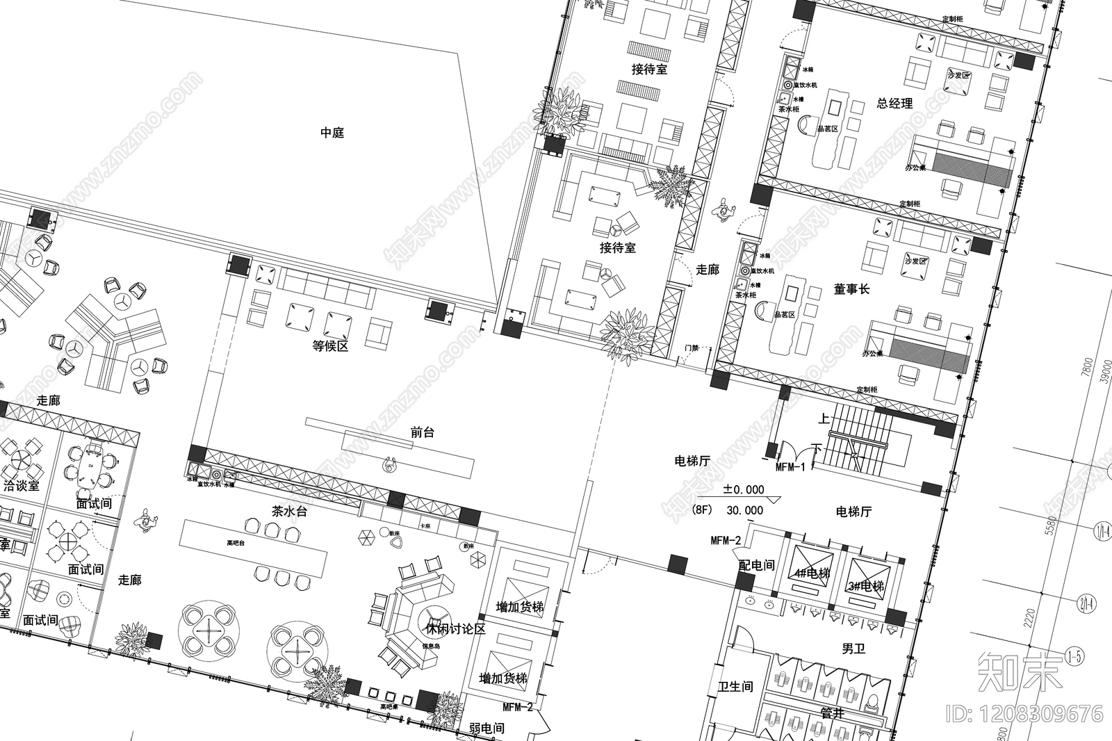 现代整体办公空间cad施工图下载【ID:1208309676】