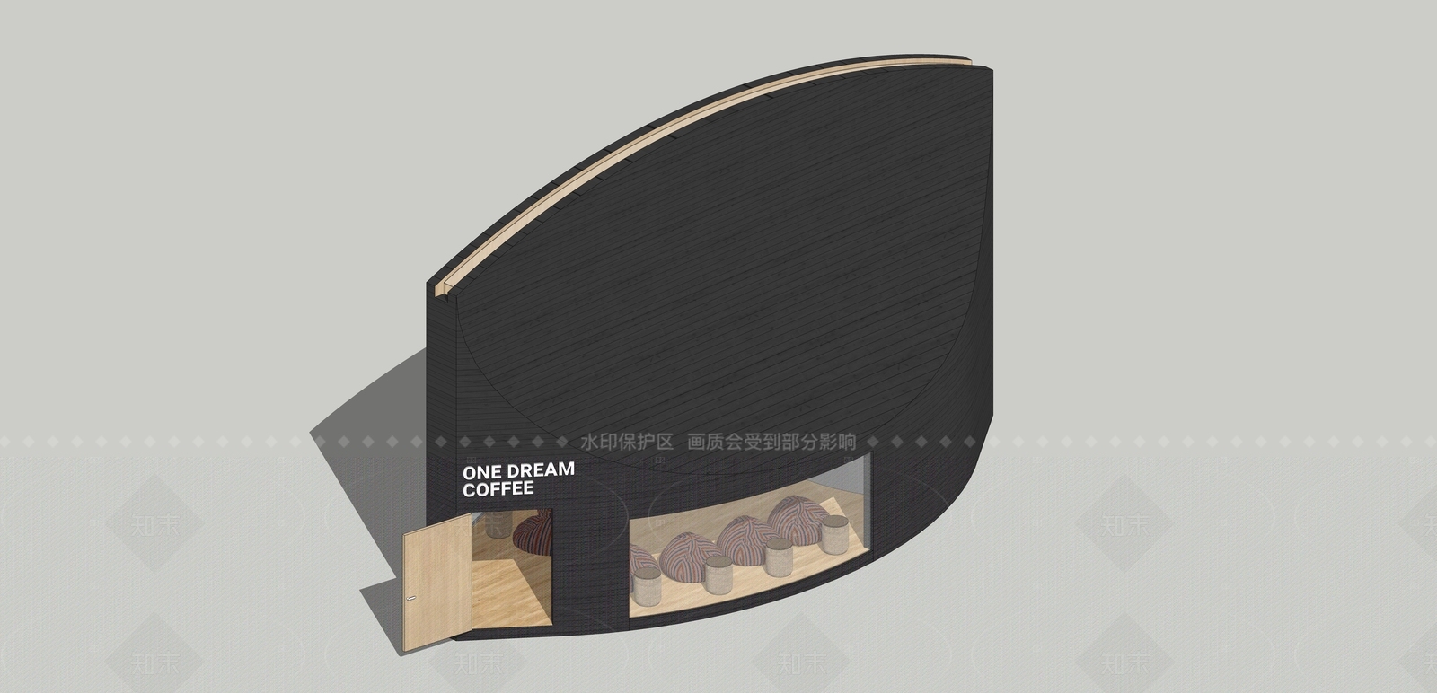 现代咖啡厅SU模型下载【ID:1208310089】