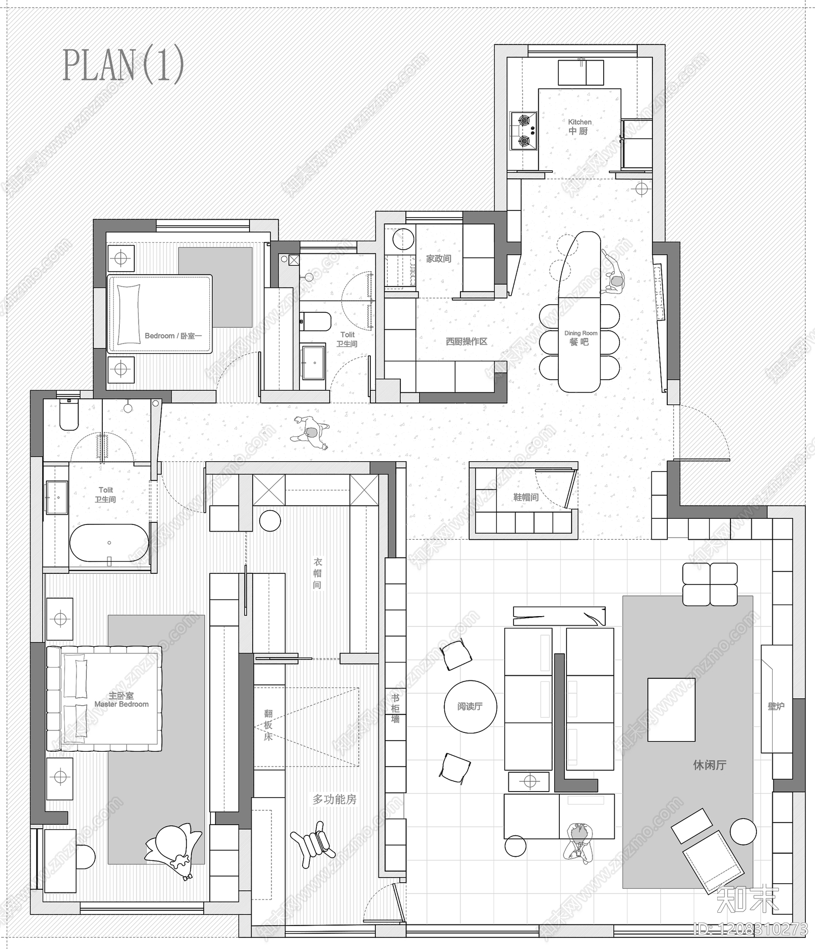 大平层cad施工图下载【ID:1208310273】