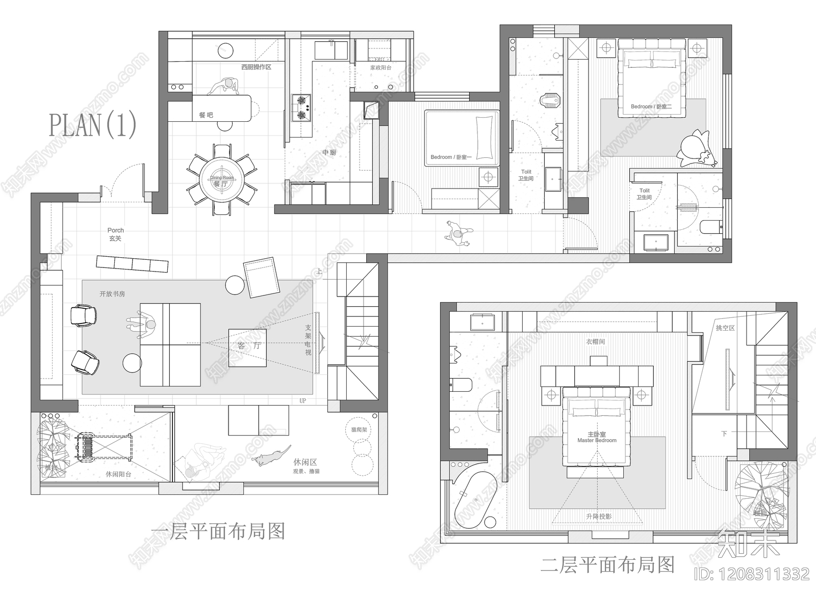别墅施工图下载【ID:1208311332】