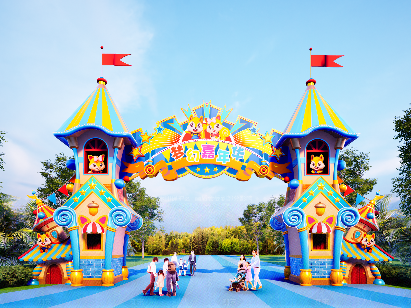 现代欧式入口大门SU模型下载【ID:1208312625】