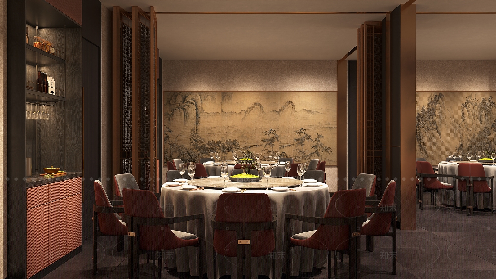 现代新中式中餐厅3D模型下载【ID:1208347841】