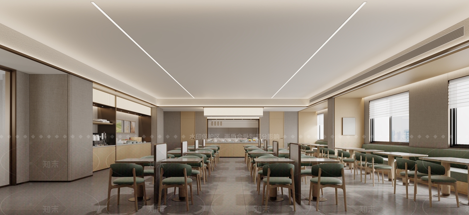 现代原木自助餐厅3D模型下载【ID:1208319753】
