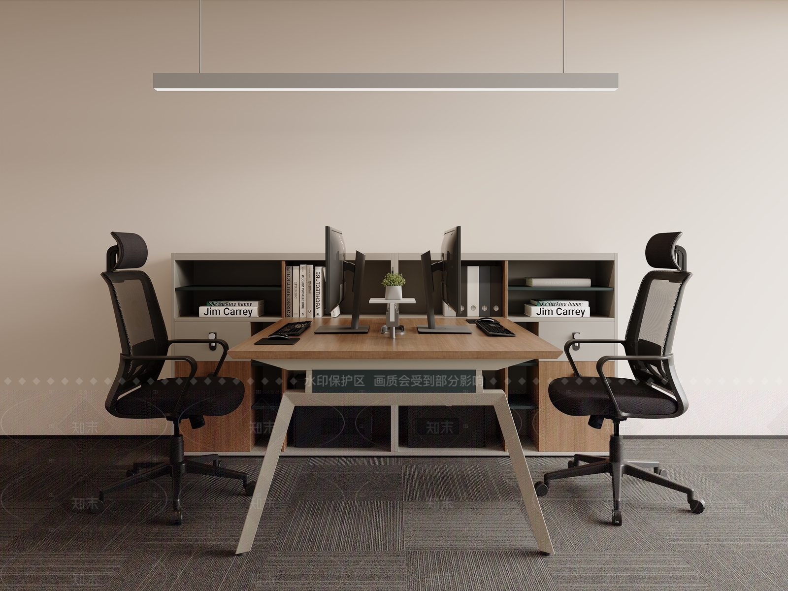 现代复古办公桌椅3D模型下载【ID:1208319160】