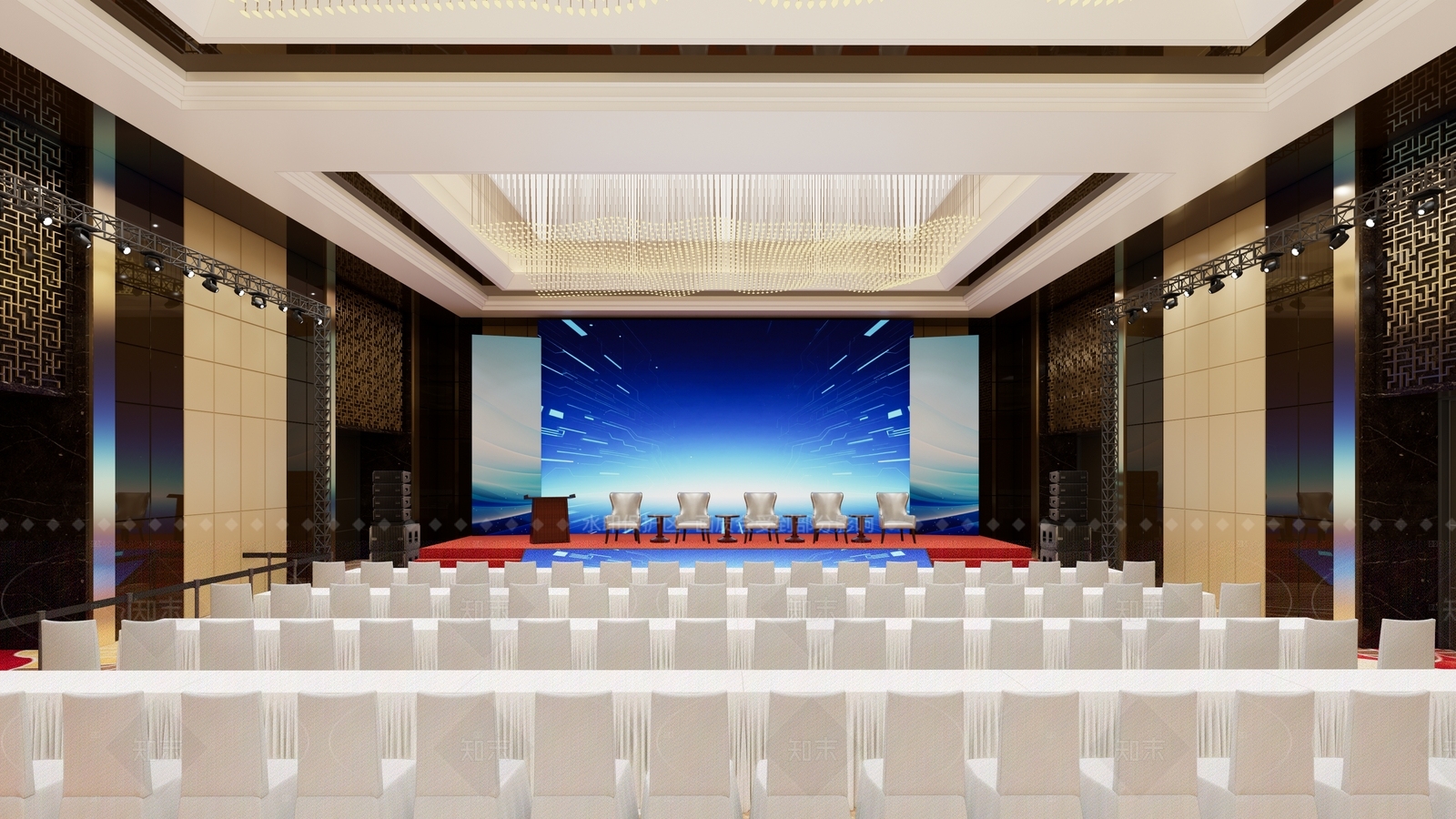现代宴会厅SU模型下载【ID:1208319603】