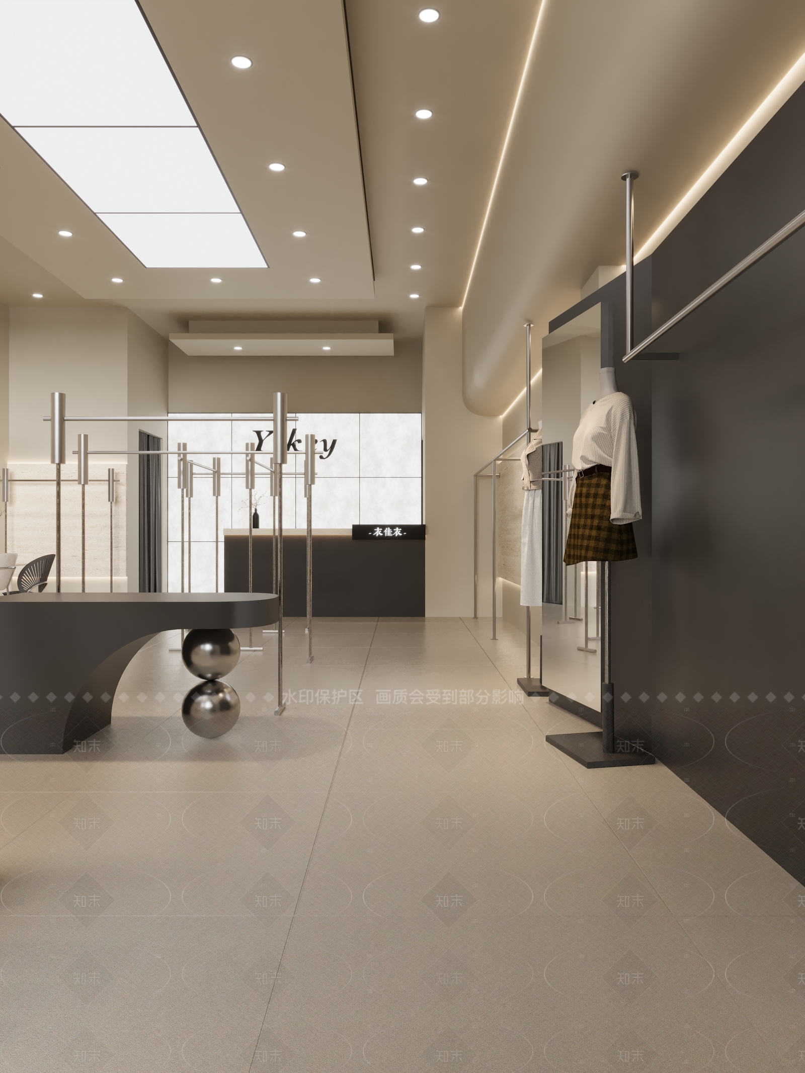 简约现代服装店3D模型下载【ID:1208321077】