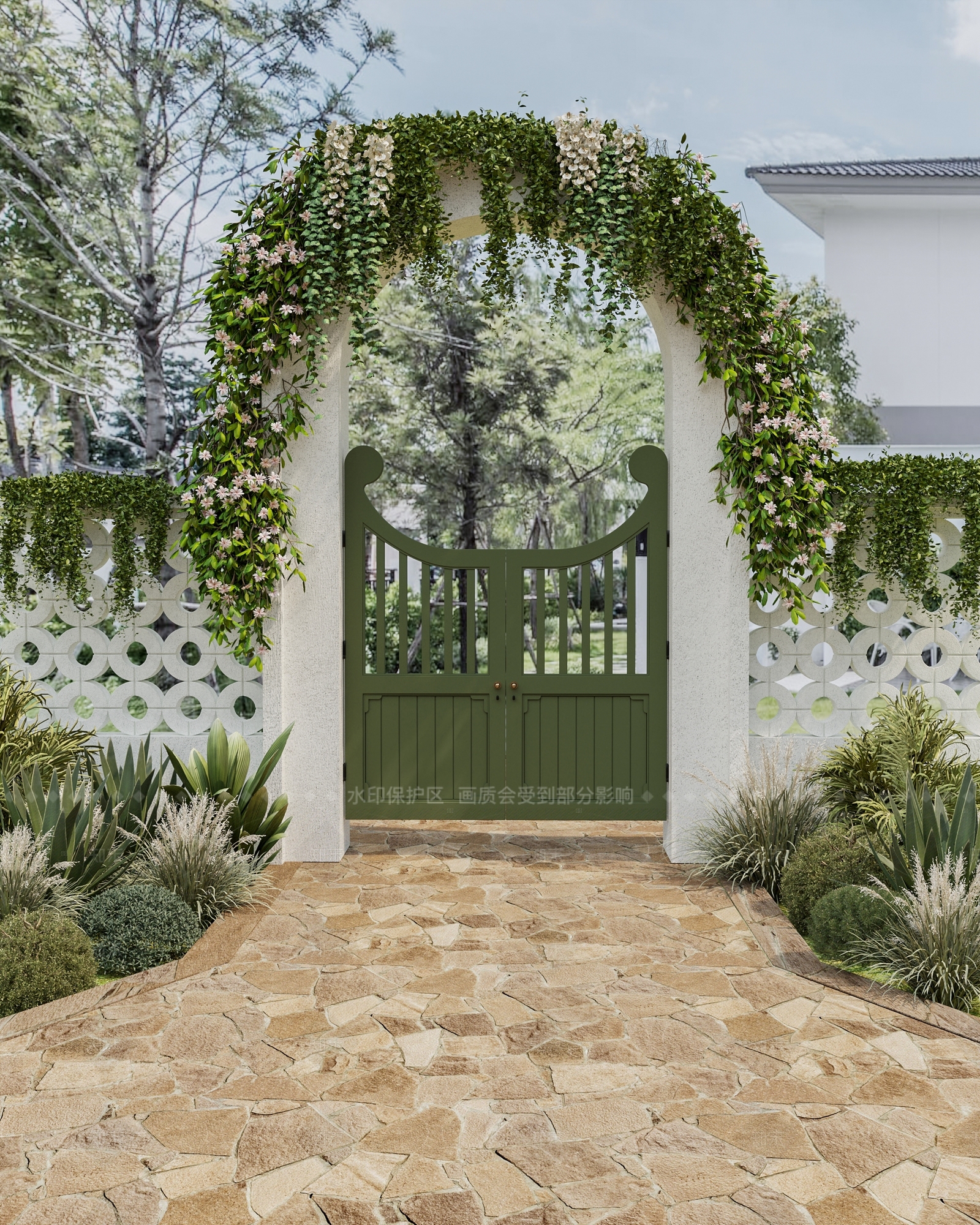 法式美式入口大门SU模型下载【ID:1208322223】