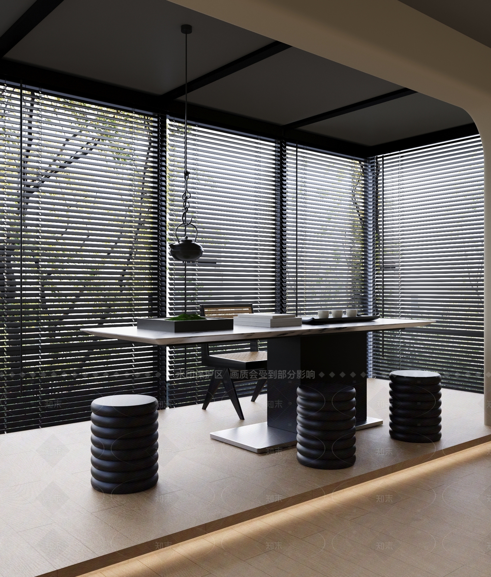 现代日式茶室SU模型下载【ID:1208322310】