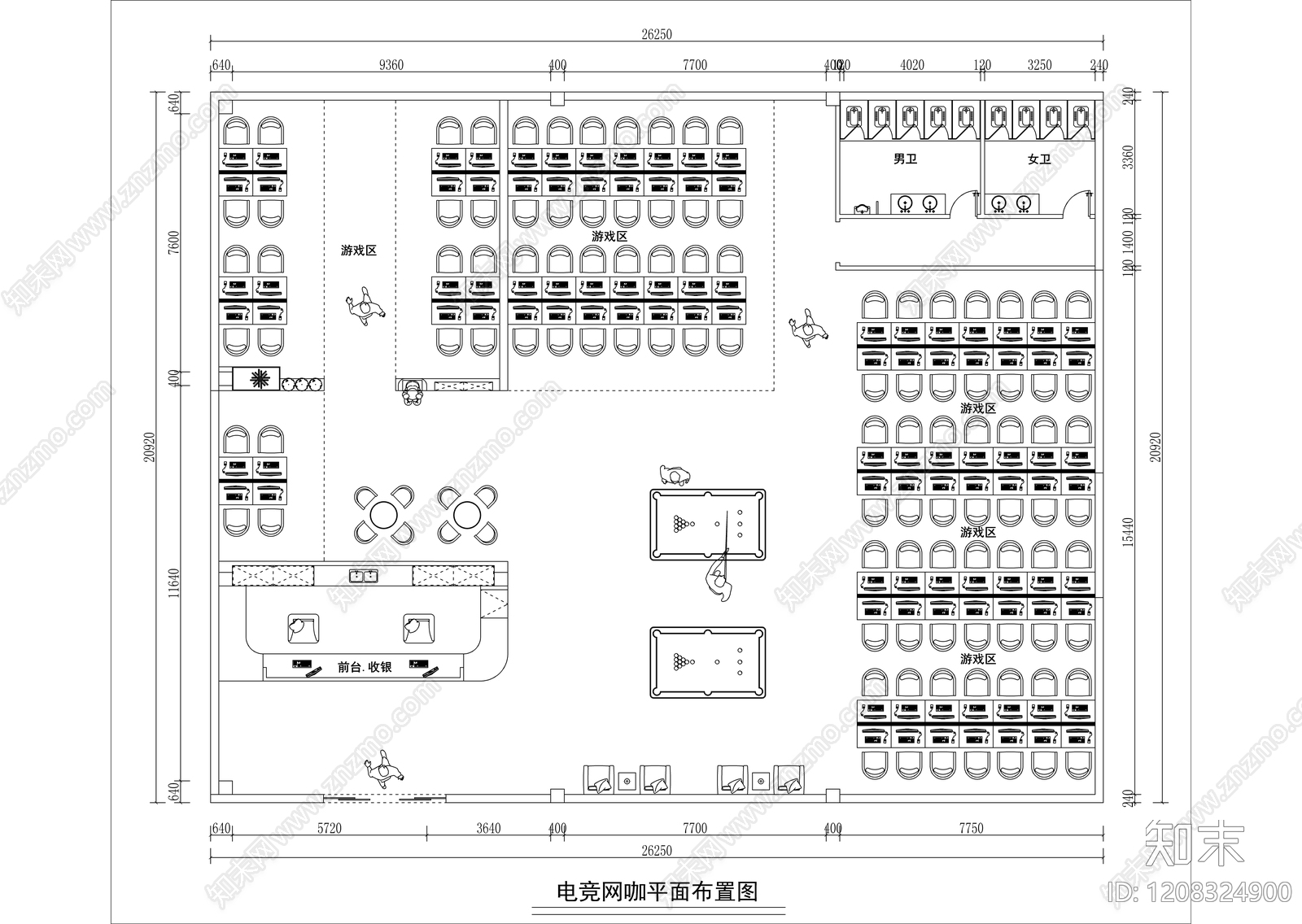 意式极简网吧施工图下载【ID:1208324900】