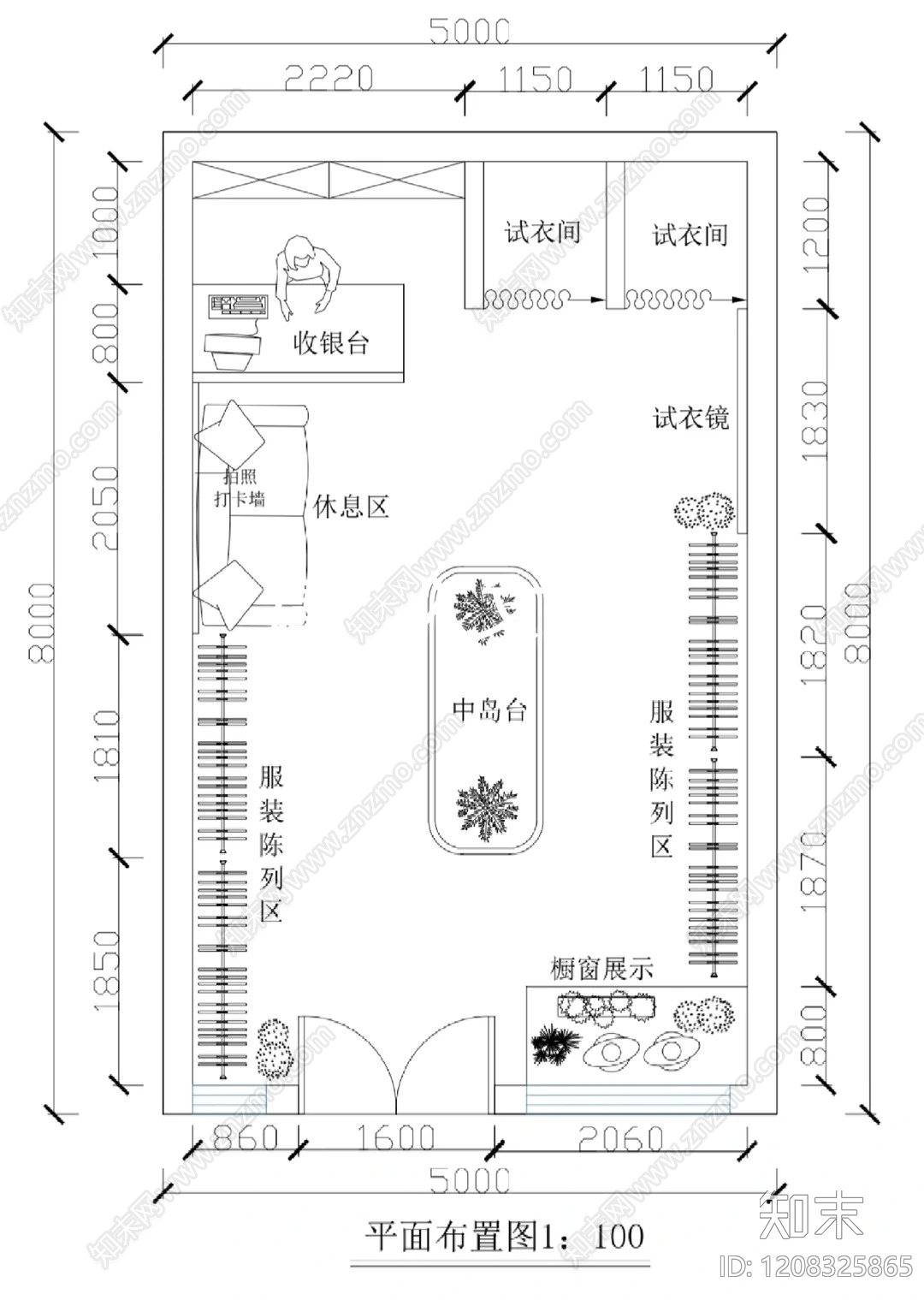 现代服装店cad施工图下载【ID:1208325865】