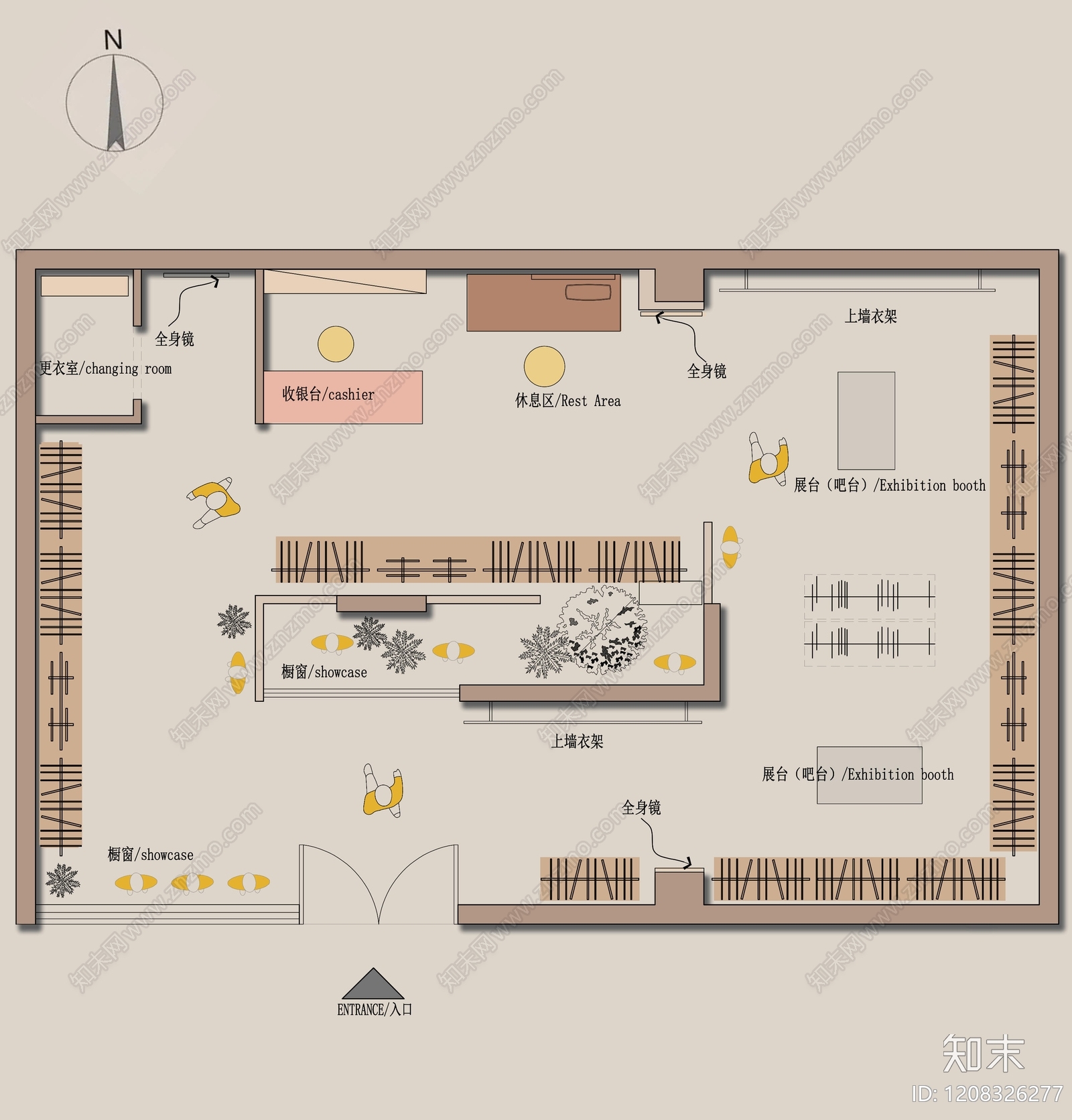 现代服装店cad施工图下载【ID:1208326277】