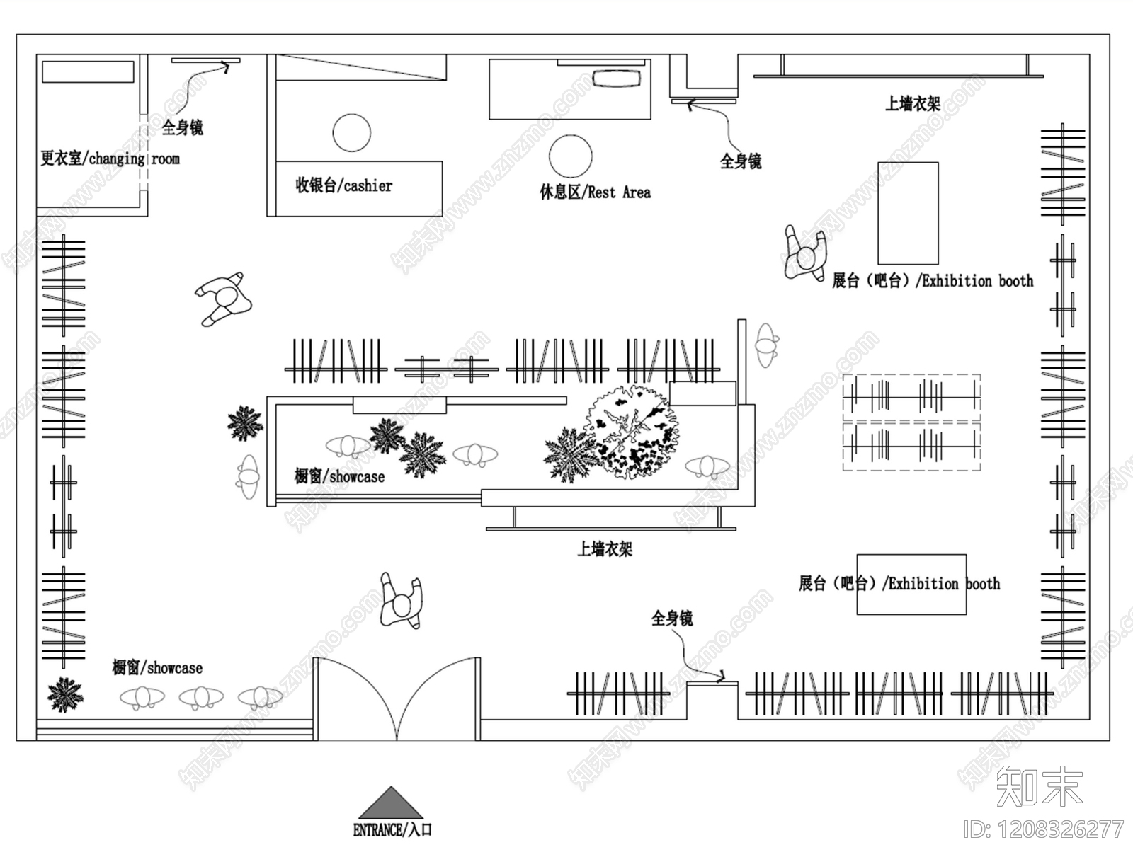 现代服装店cad施工图下载【ID:1208326277】