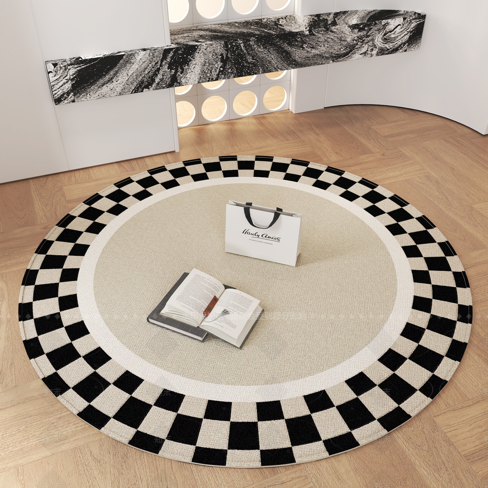 现代欧式圆形地毯SU模型下载【ID:1208329667】