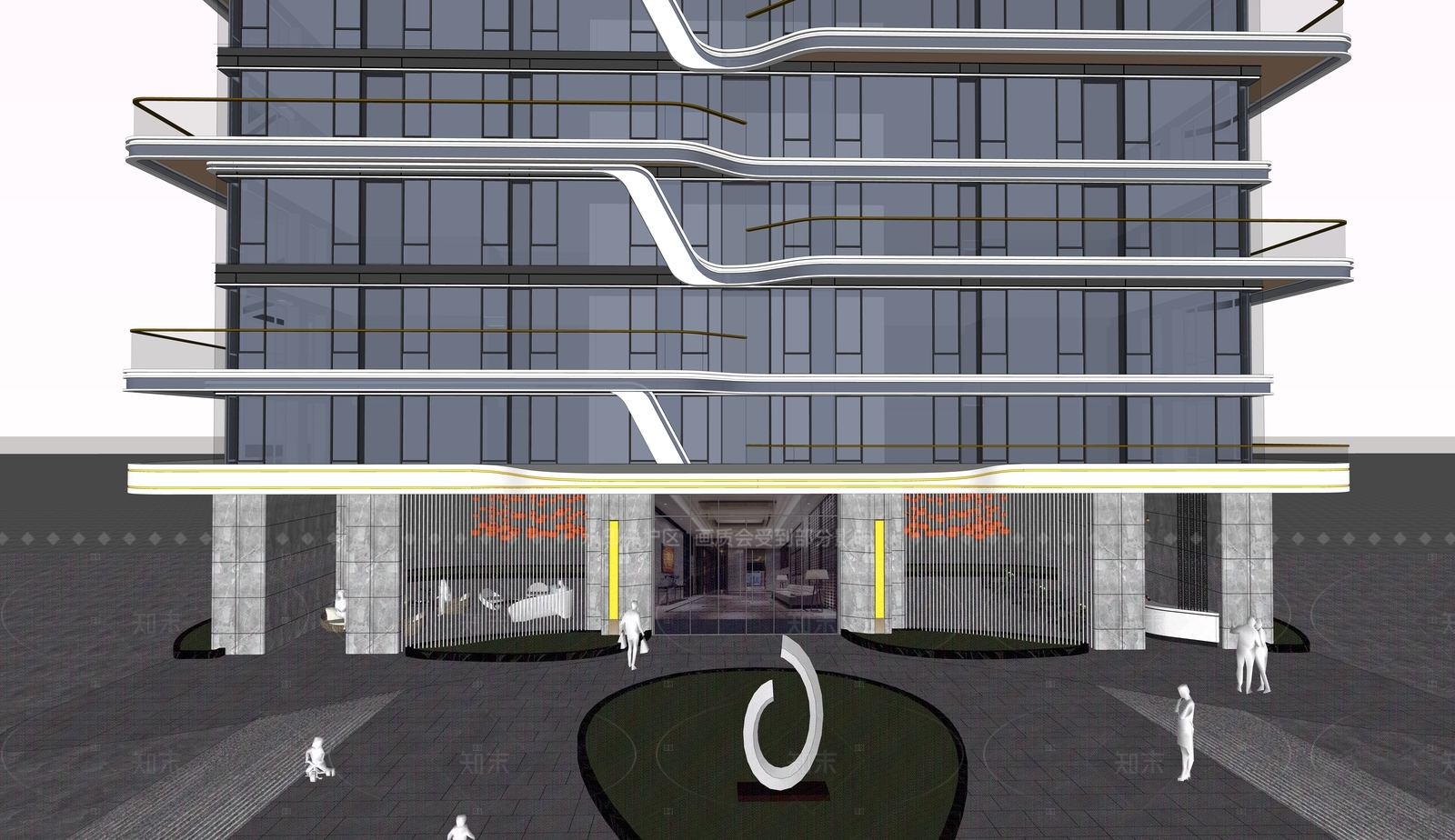 现代高层住宅SU模型下载【ID:1208329156】